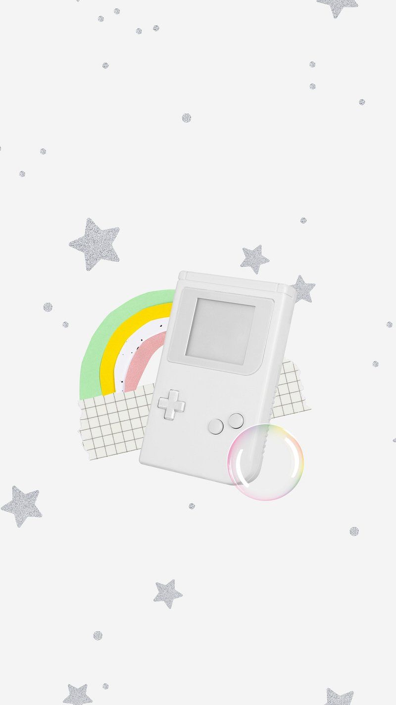 Gameboy phone wallpaper with rainbow and stars - Game Boy