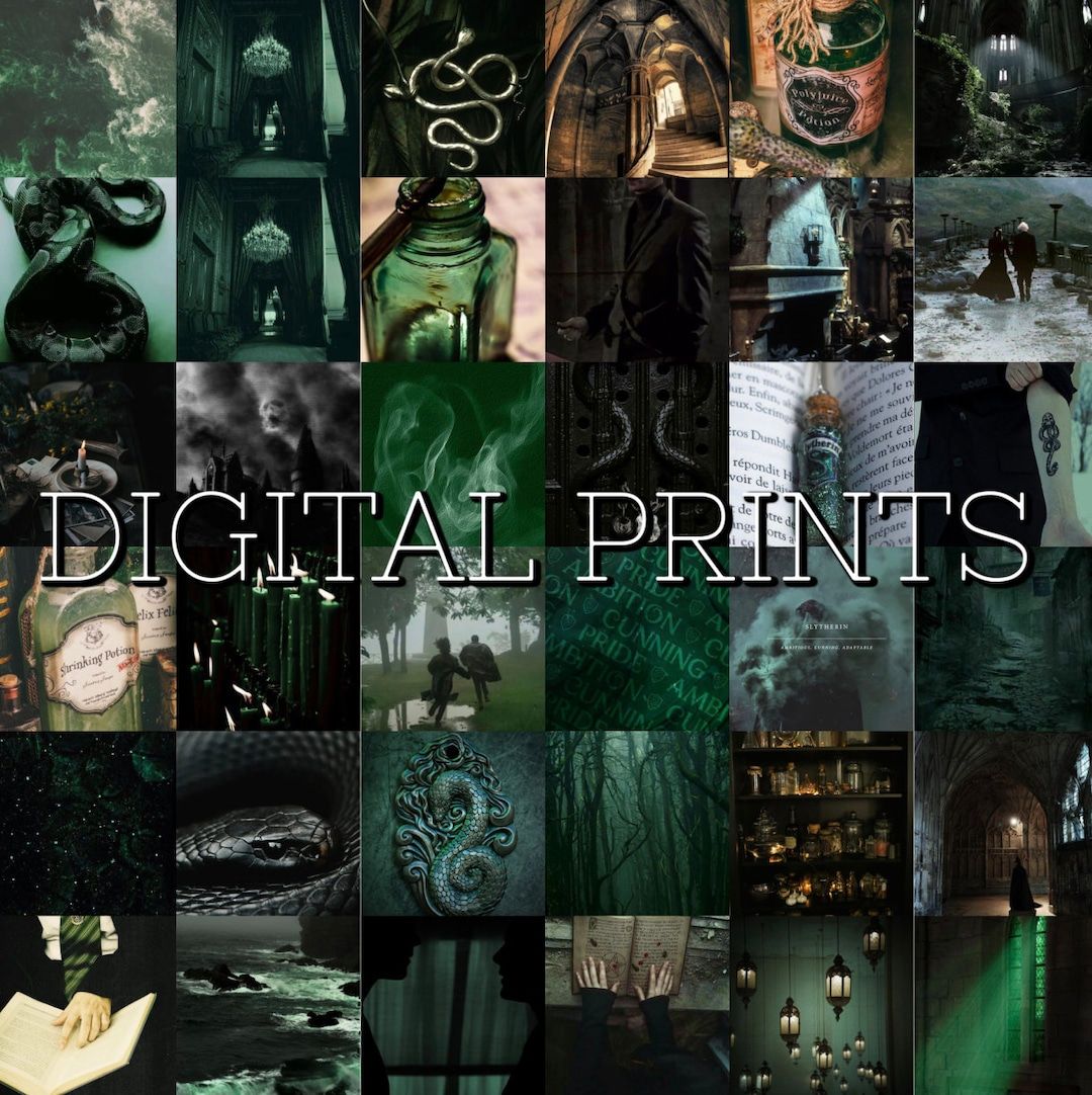 Slytherin Aesthetic Wall Collage Prints 50 Photo DIGITAL