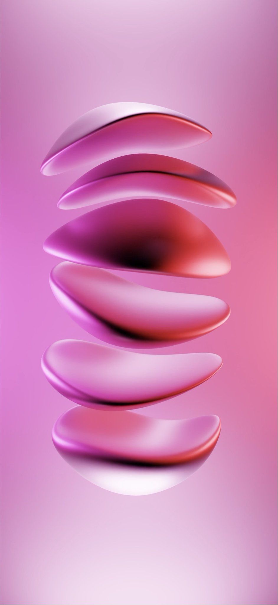 A stack of pink and red 3D shapes on a pink background - 3D
