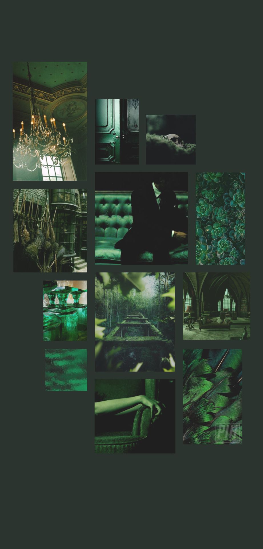 Aesthetic pictures of the Harry Potter series, specifically of the Slytherin house. - Slytherin