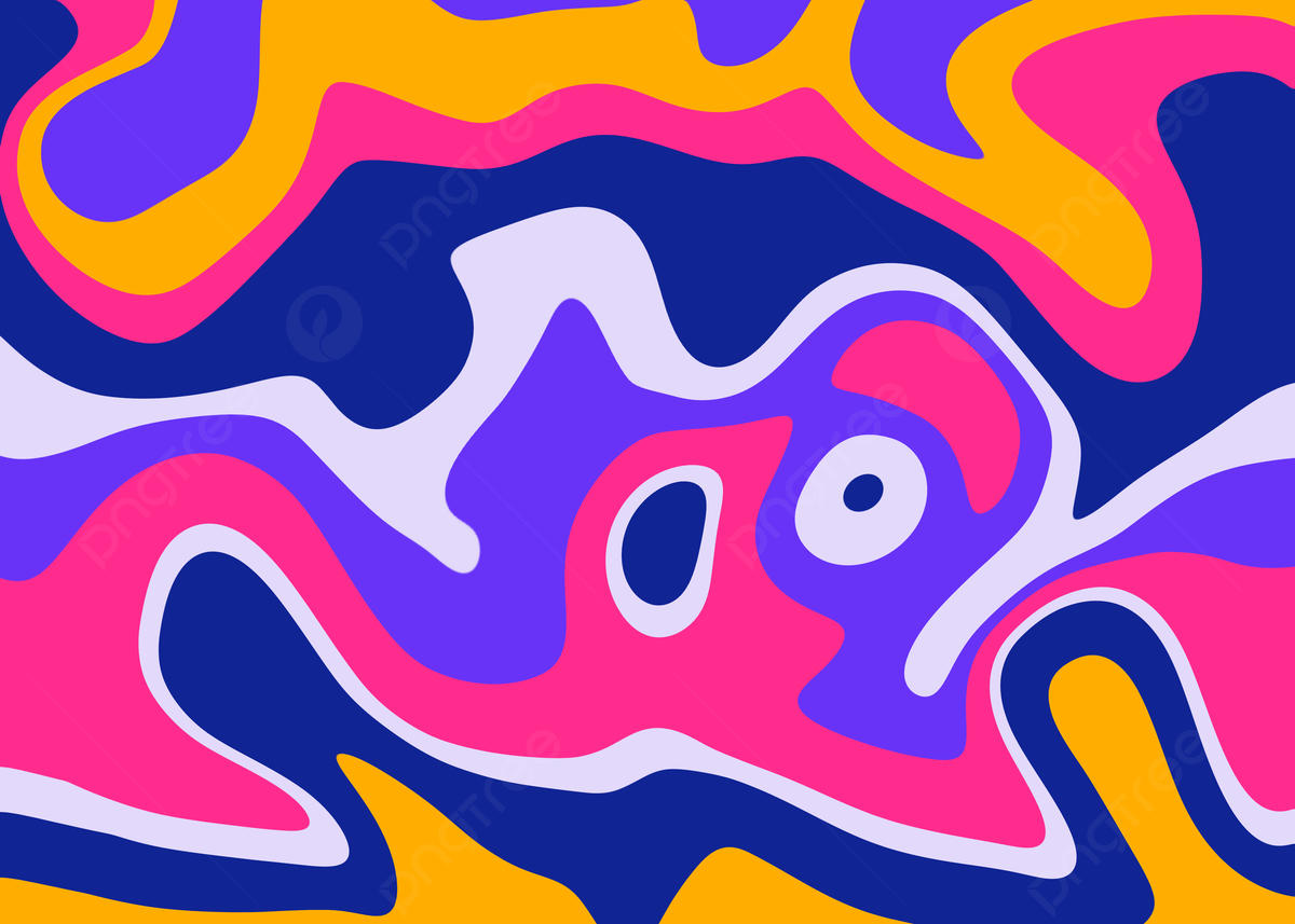 A colorful abstract illustration with swirly shapes in pink, purple, orange, and yellow. - Psychedelic