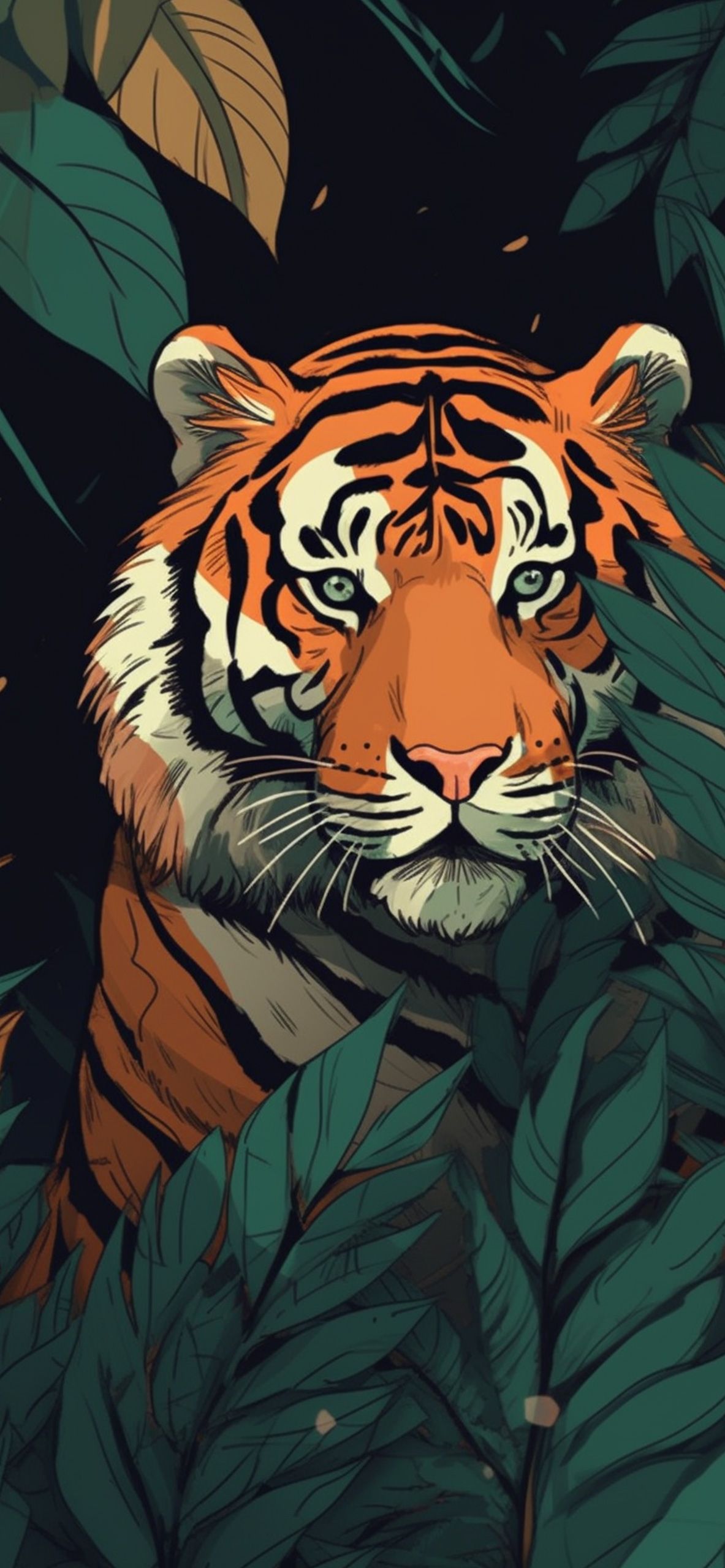 Tiger in the Bush Black Wallpaper Wallpaper for iphone 4k