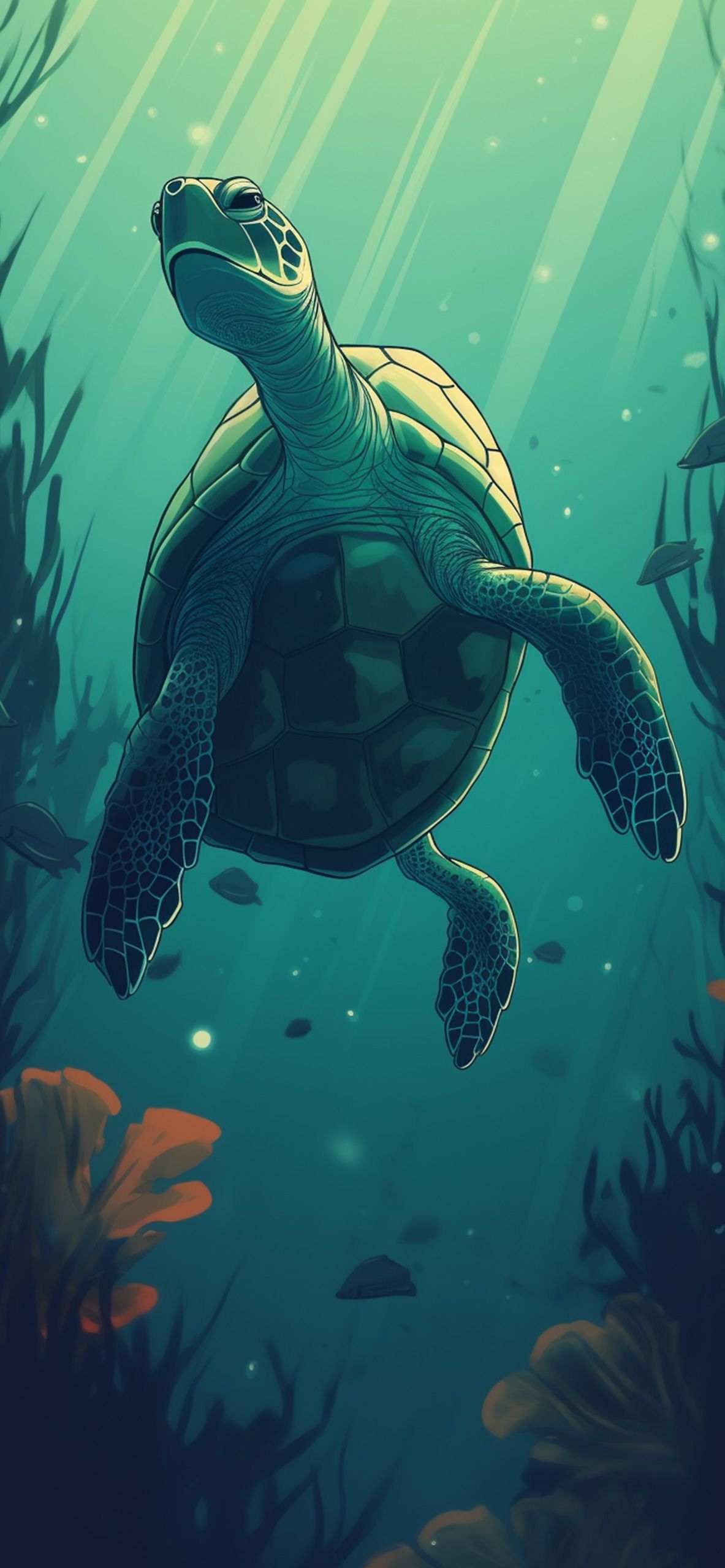 Turtle Underwater Green Wallpaper Wallpaper iPhone 4k