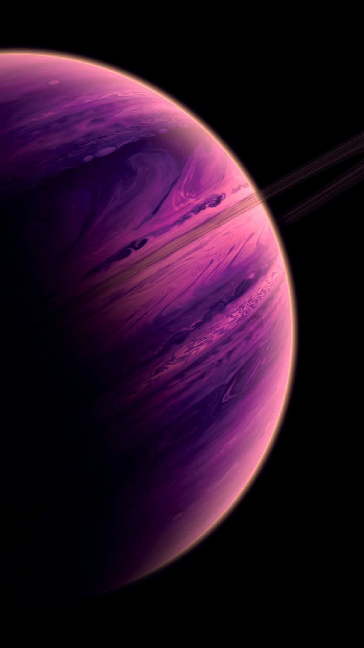 Purple Planet Wallpaper 4K, Dark background, Saturn