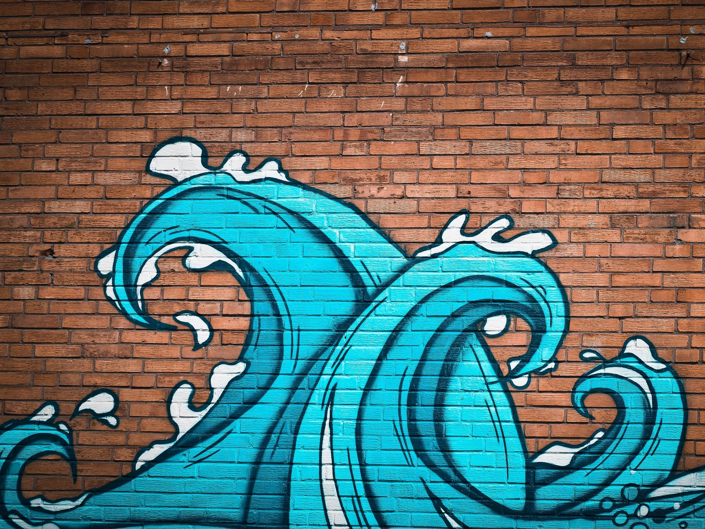 Ocean Waves Street Art Wallpaper, Android & Desktop Background