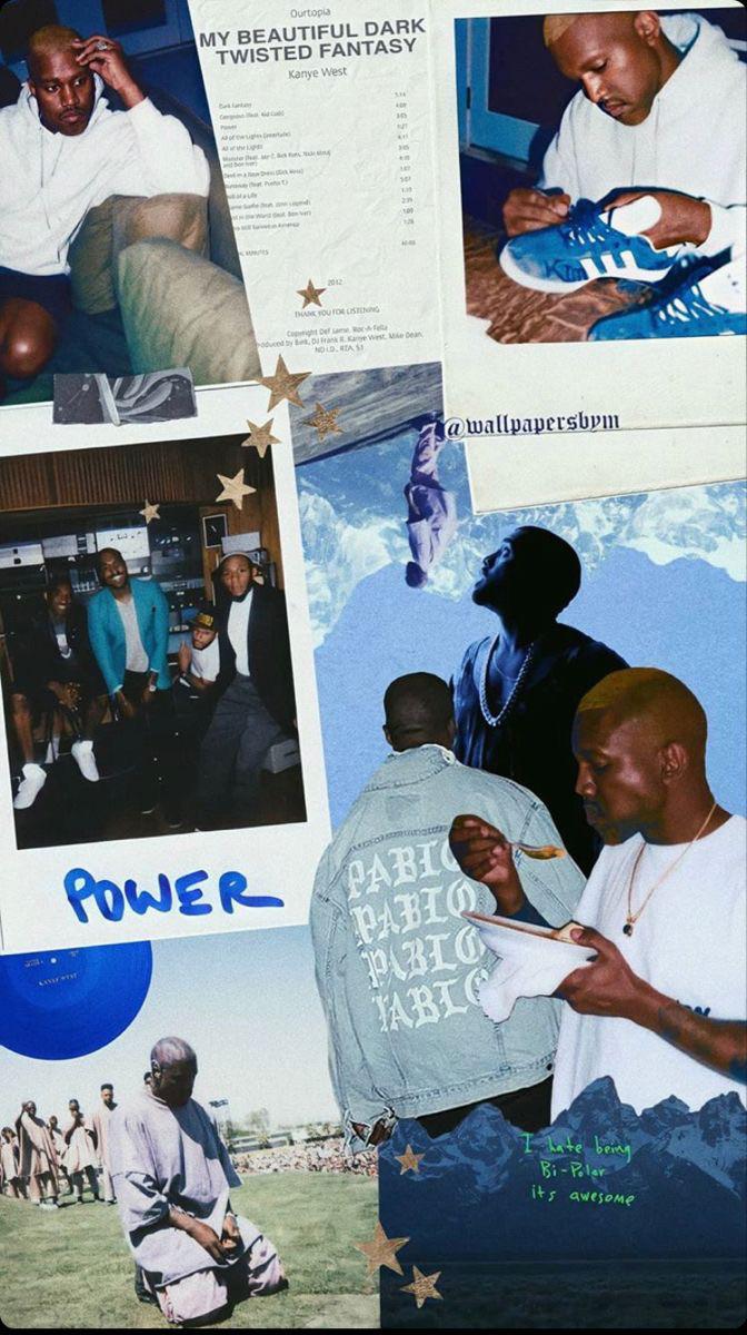 kanye west collage blue wallpaper. it took a lot of time and effort