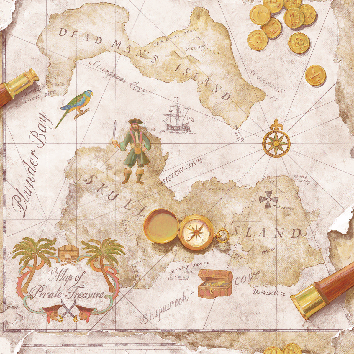 Pirates Map Wallpaper. Wallpaper And Borders. The Mural Store