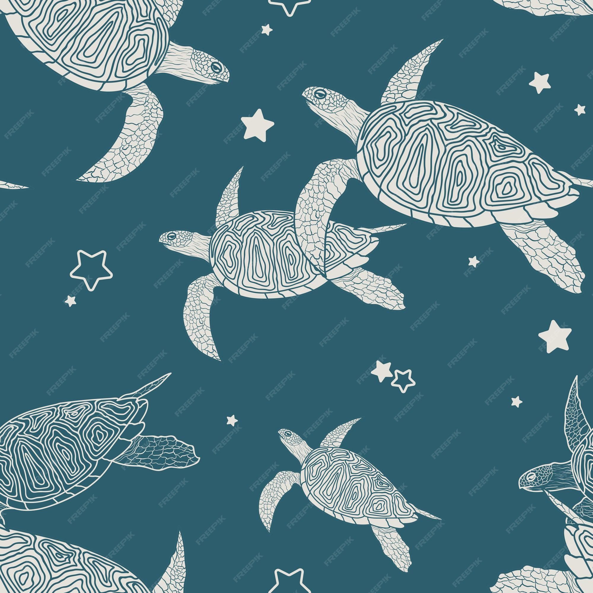 Premium Vector. Seamless pattern with sea turtles.suitable for your wallpaper marine life