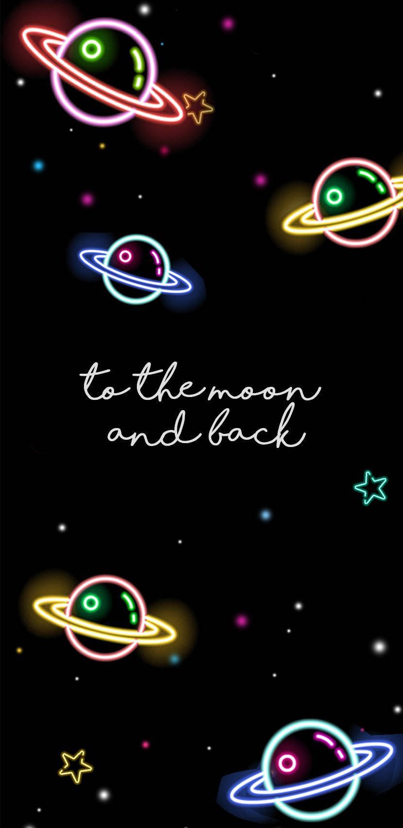 Download Space Aesthetic Neon Planet Quote Wallpaper