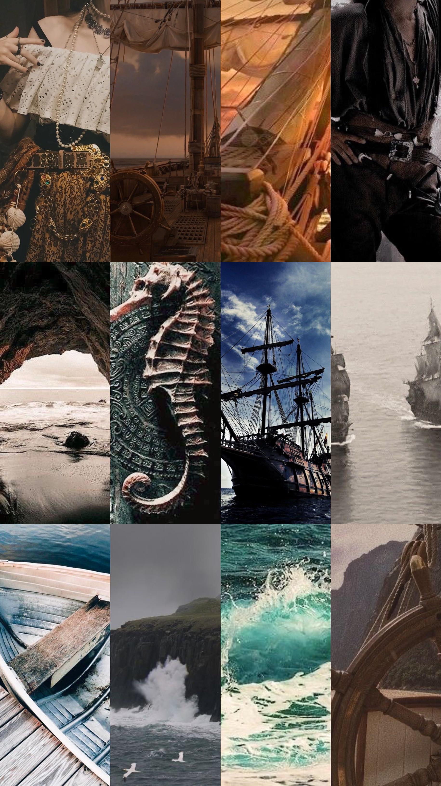 A collage of images related to the theme of the sea. - Pirate