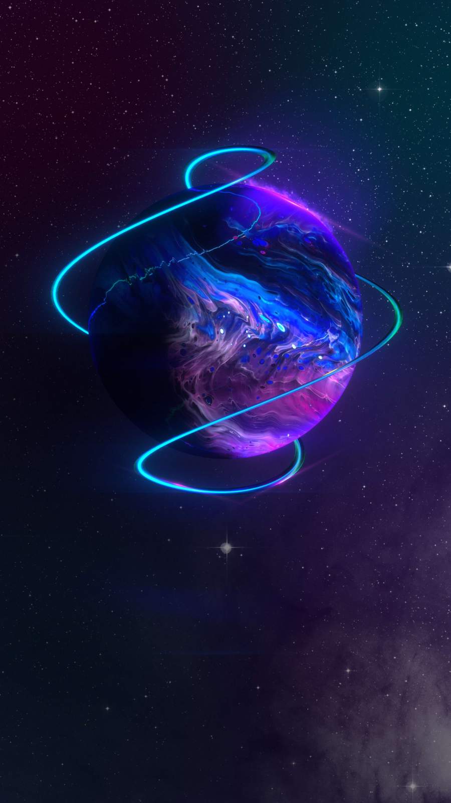 Neon Planet iPhone Wallpaper