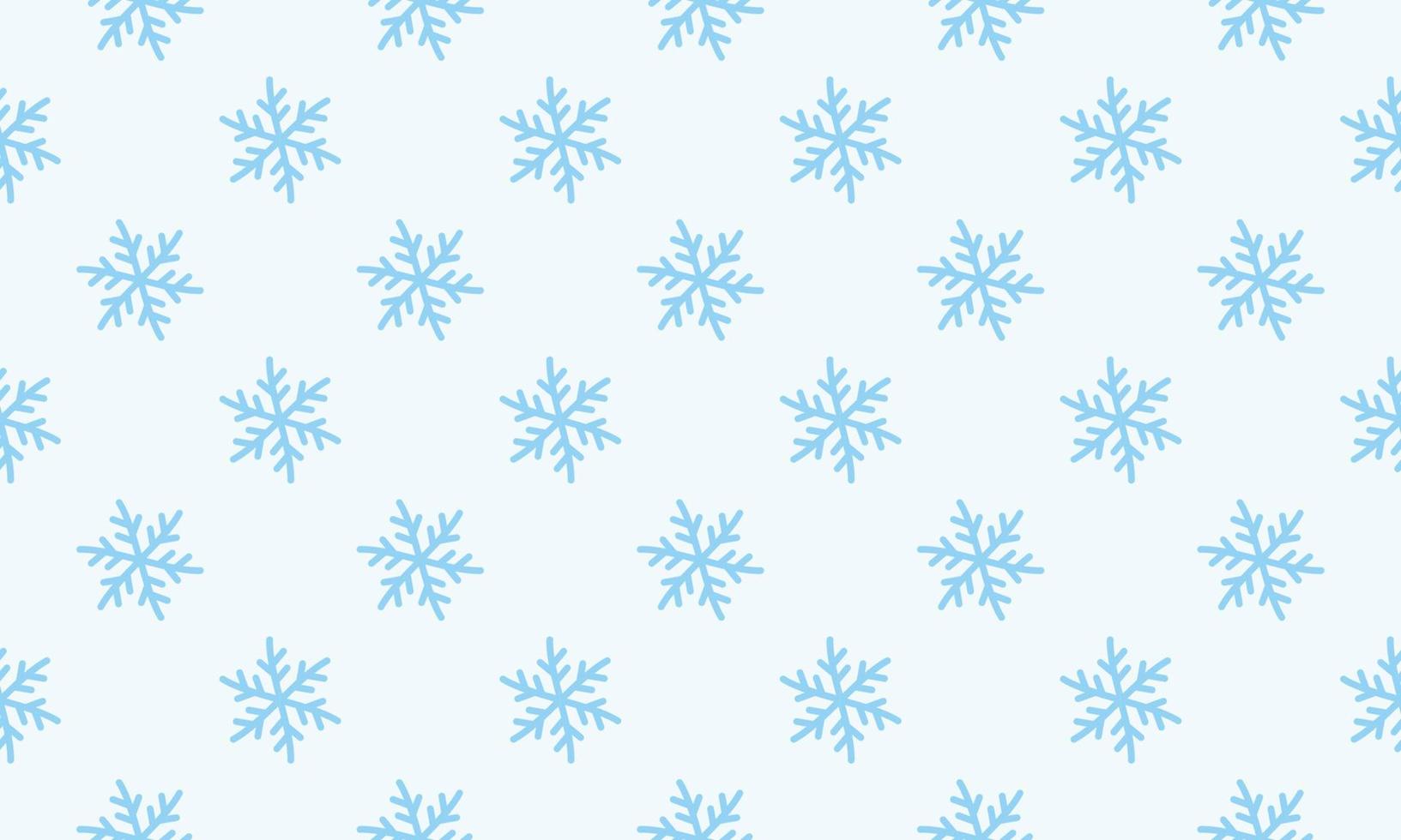 Snowflake simple seamless pattern. Blue snow on white background. Abstract wallpaper, wrapping decoration. Symbol of winter