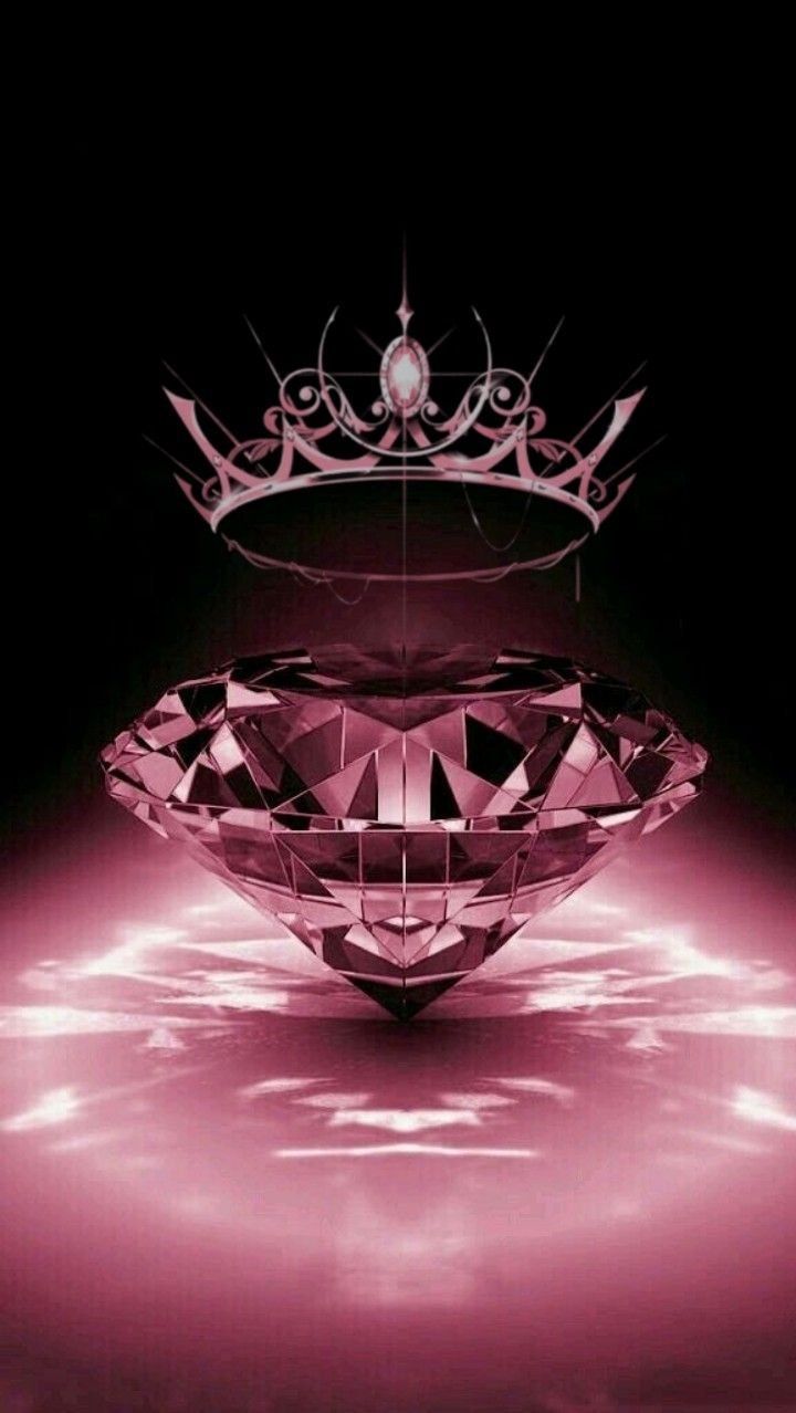 A pink diamond with a crown on top of it. - Diamond