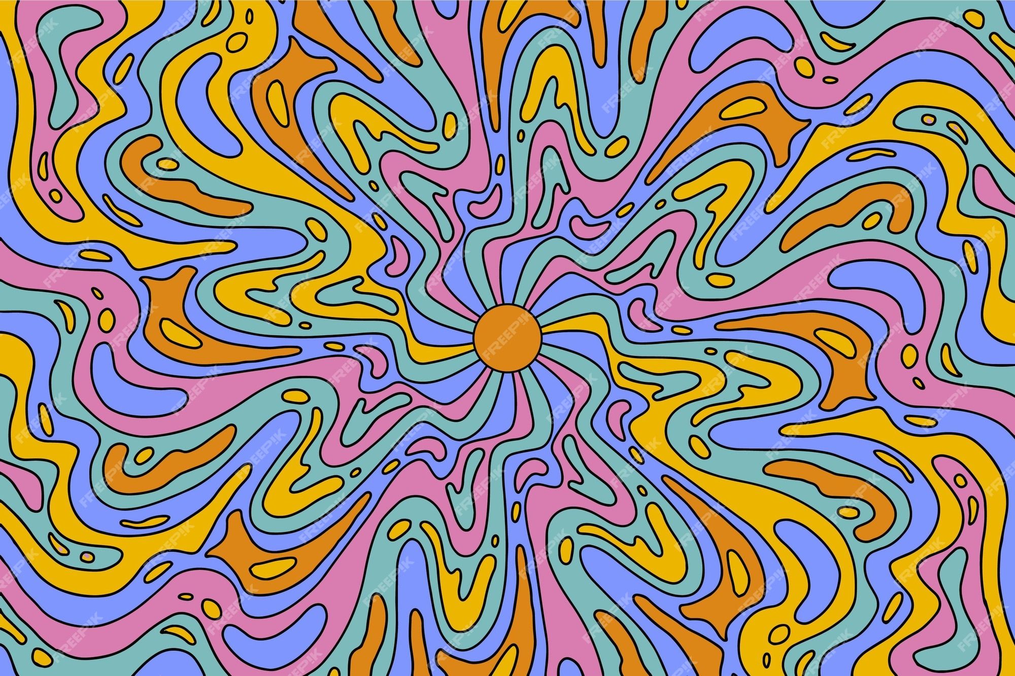 A colorful psychedelic background image with a swirling pattern. - Psychedelic