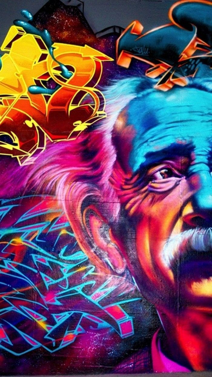 Albert Einstein iPhone Wallpaper with high-resolution 1080x1920 pixel. You can use this wallpaper for your iPhone 5, 6, 7, 8, X, XS, XR backgrounds, Mobile Screensaver, or iPad Lock Screen - Graffiti