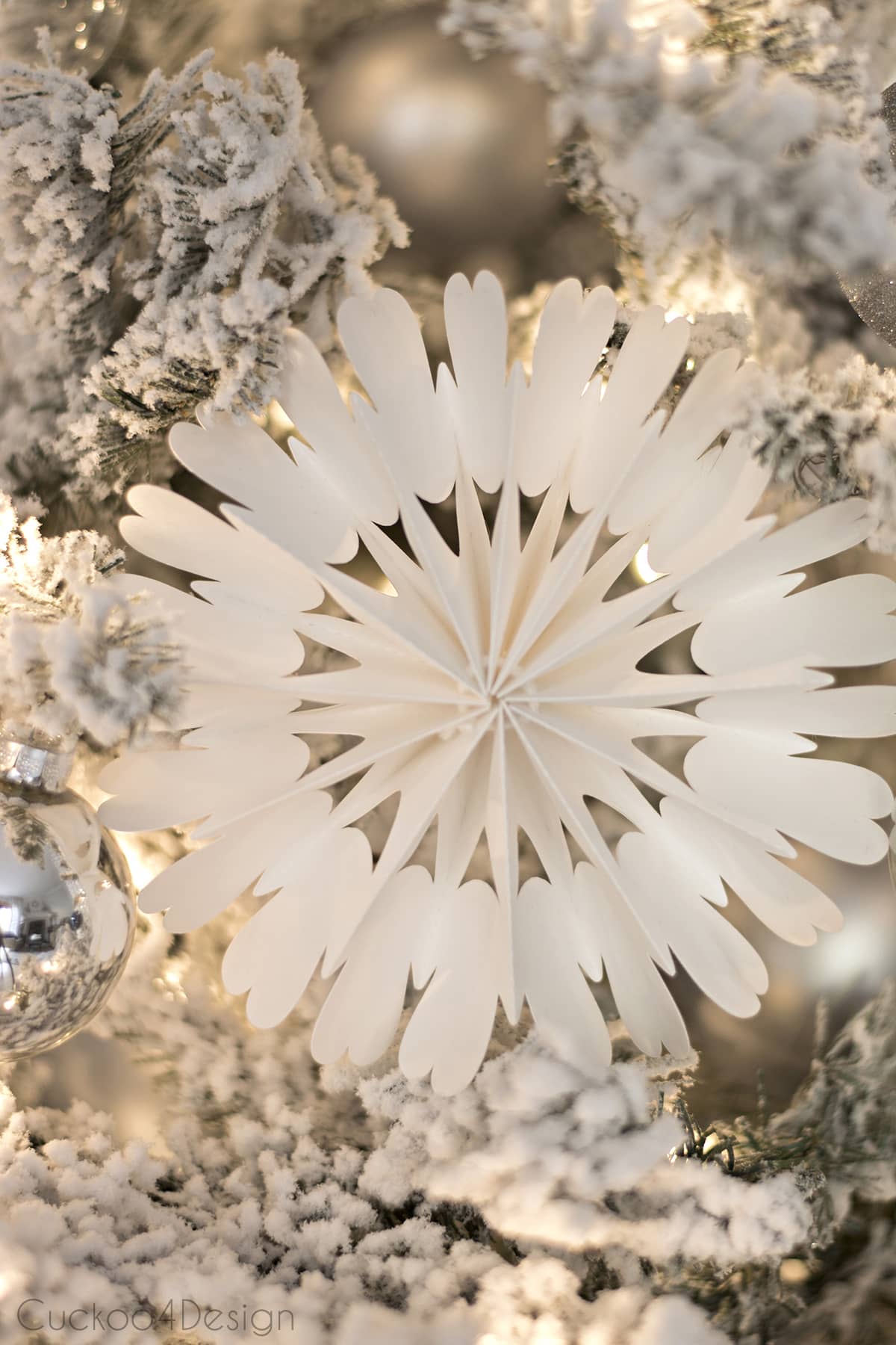 Close up of the paper snowflake ornament - Snowflake