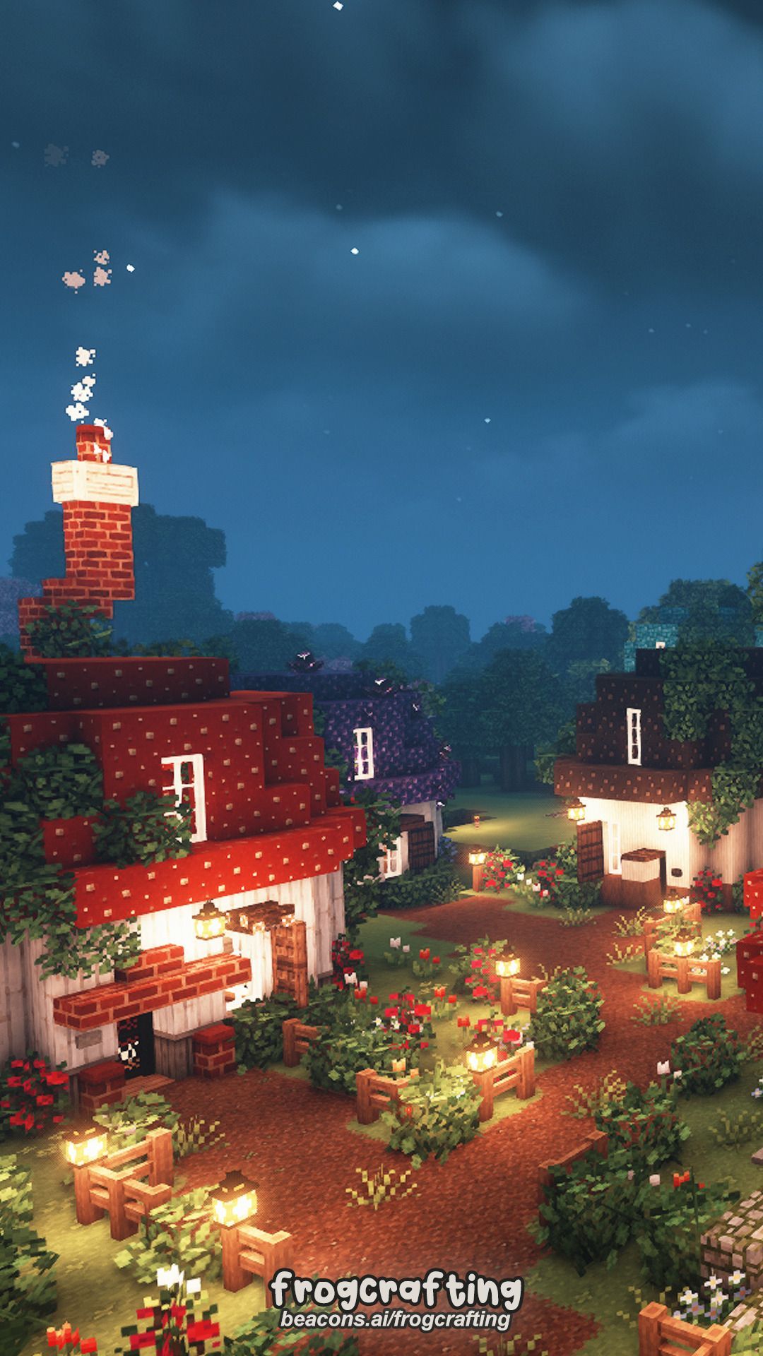 Minecraft houses in the night wallpaper - Minecraft