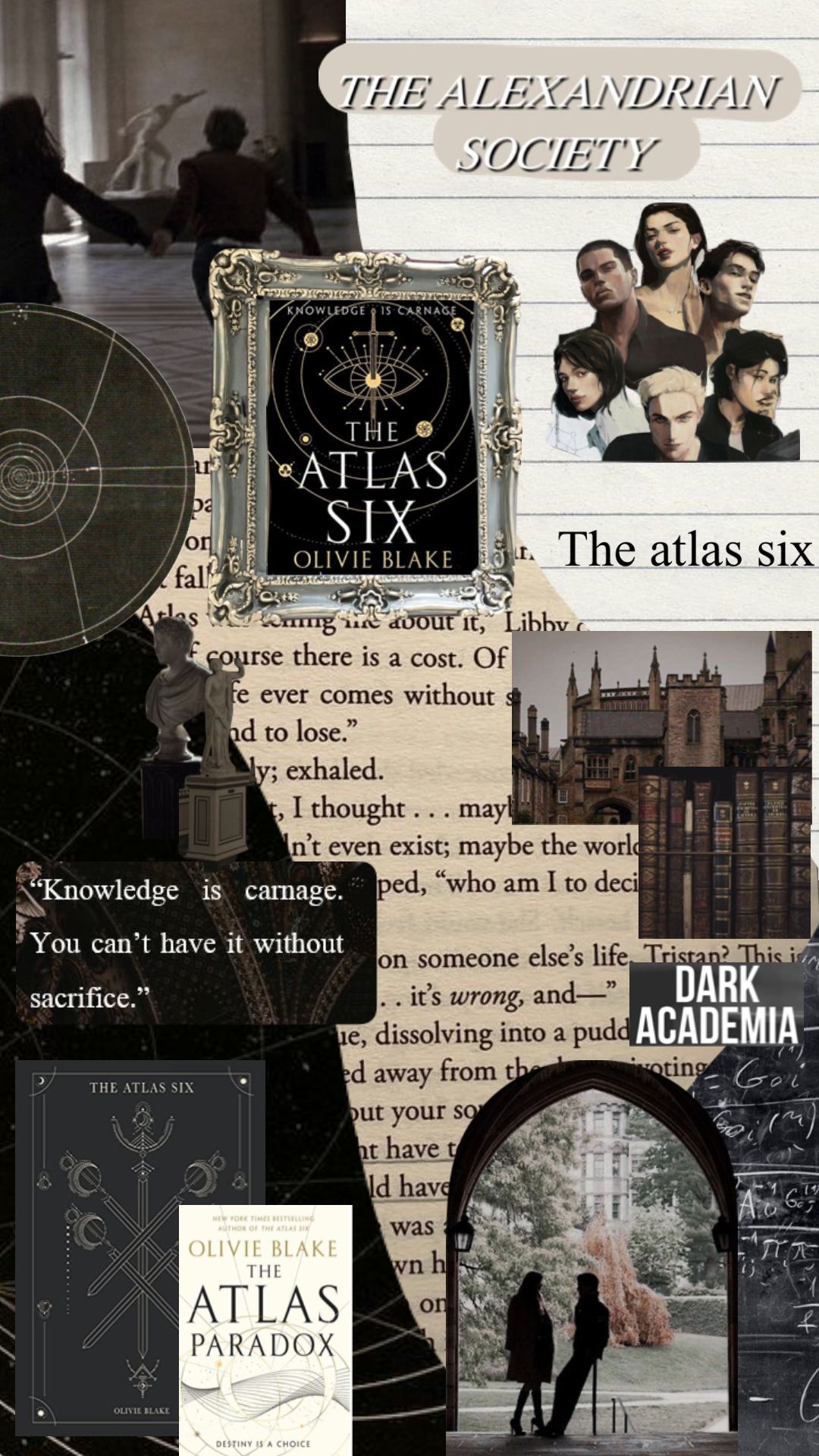 The atlas six aka the best book ever!! #aesthetic #collage #theatlassix #darkacademia #moodboard. Favorite book quotes, Book aesthetic, Book fandoms