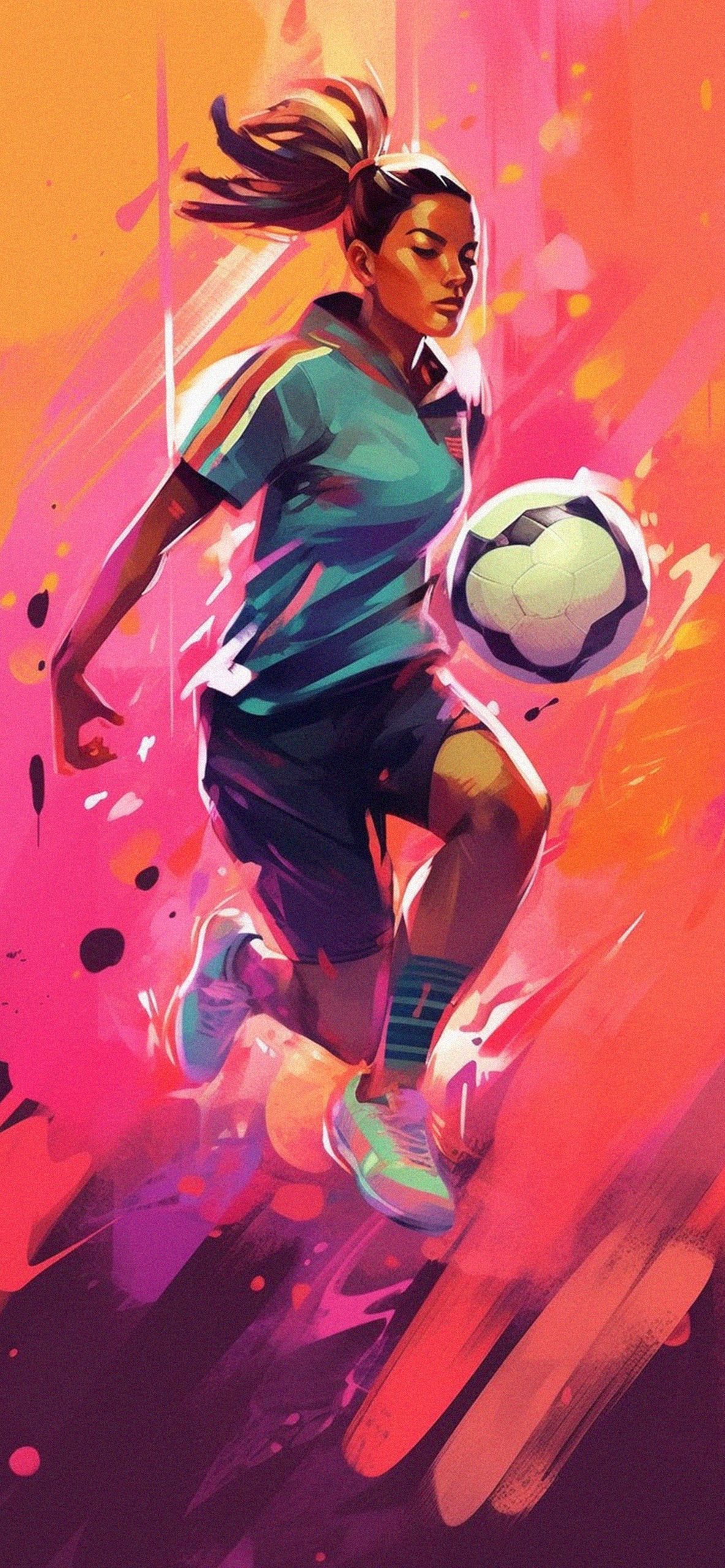 Girl Soccer Player Art Wallpaper Wallpaper for iPhone