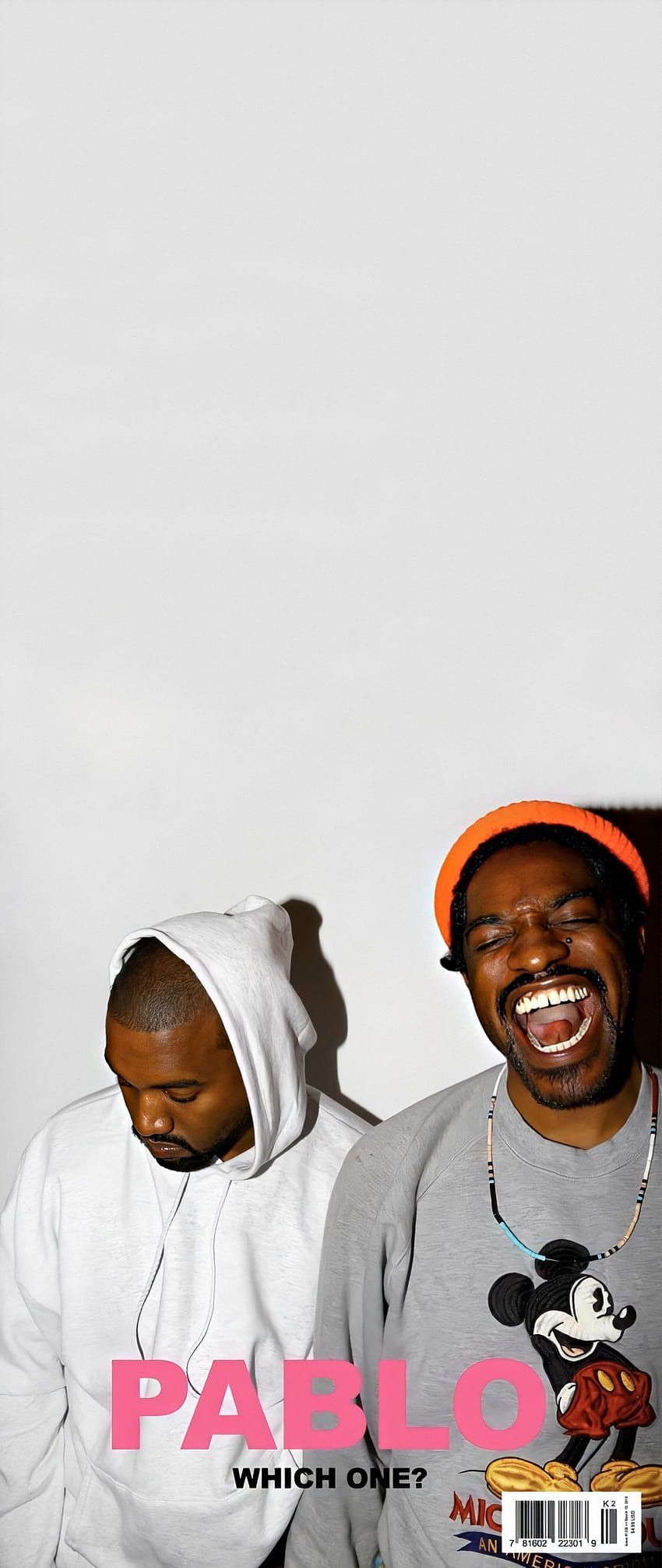 IPhone wallpaper of Kanye West and Kid Cudi laughing for the Pablo album cover - Kanye West