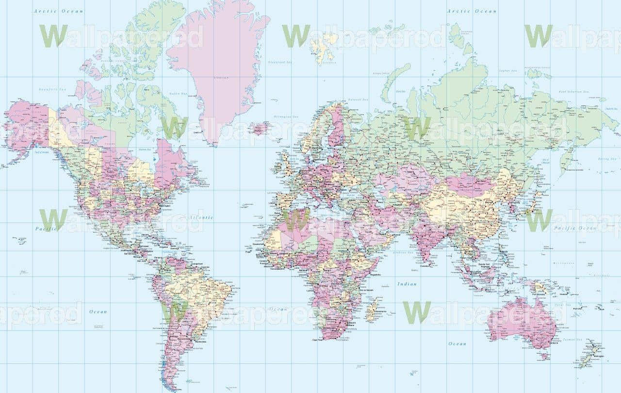 Download A Map of the World Embraced in an Aesthetic Aesthetic Wallpaper