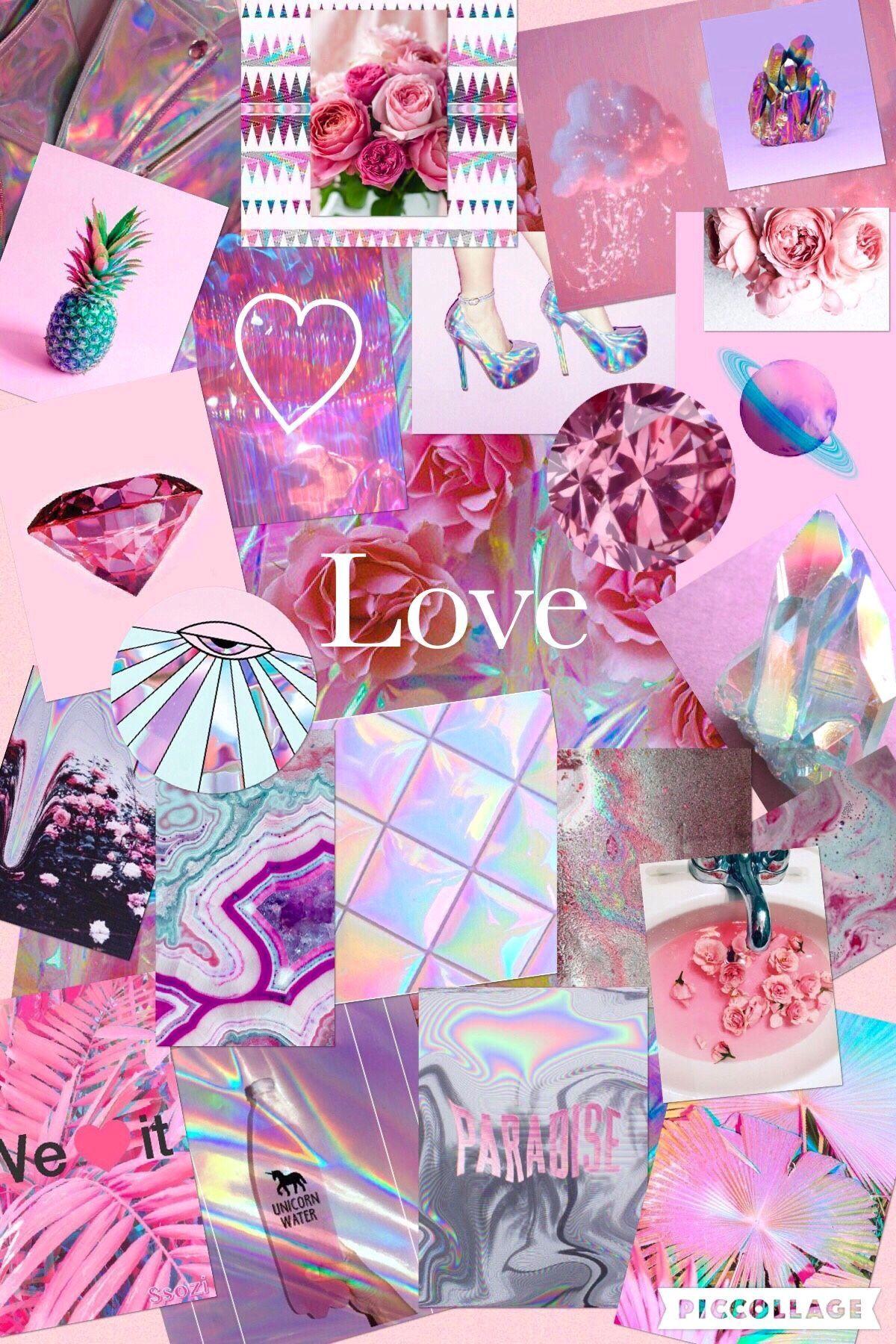 Aesthetic pink and purple collage - Diamond