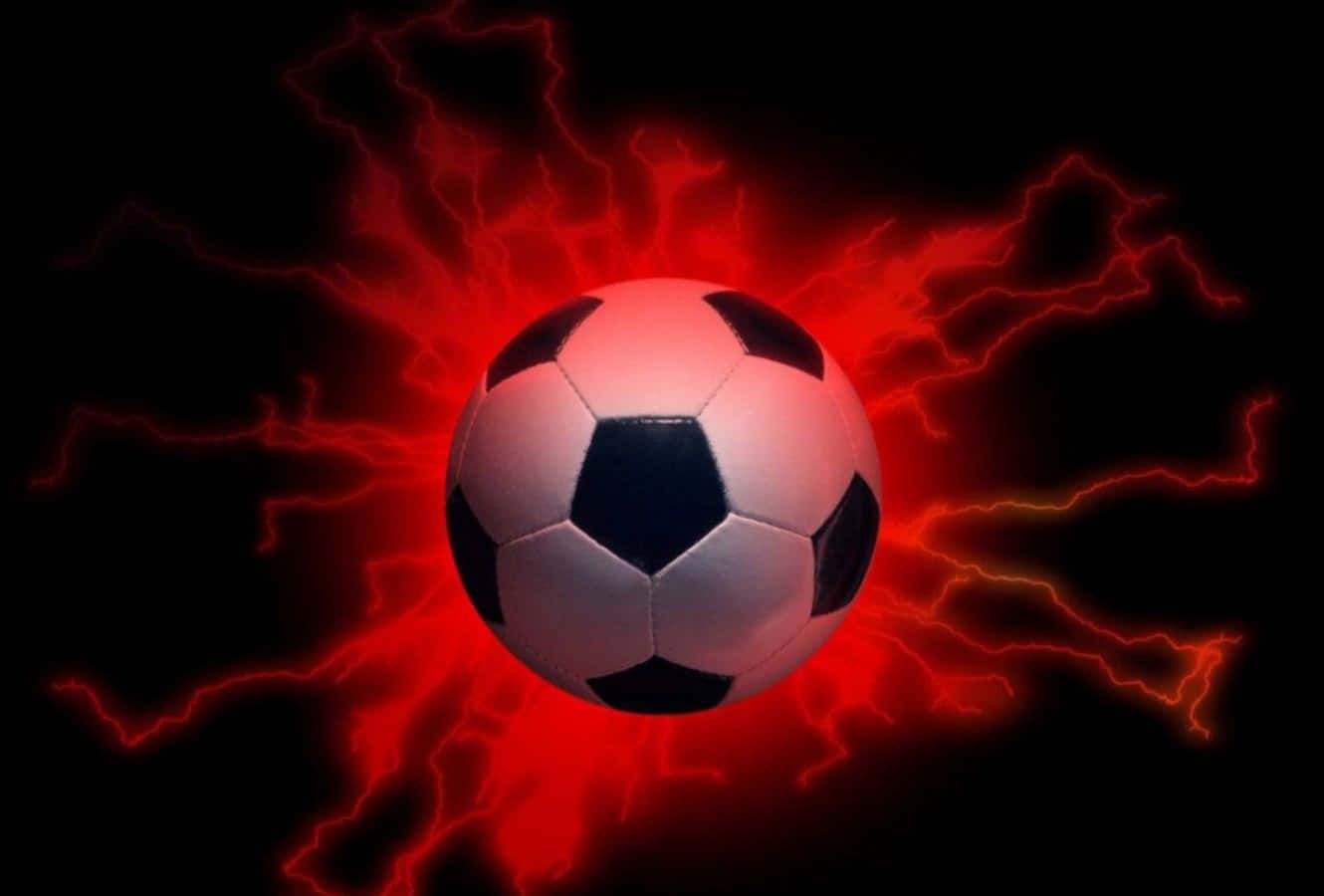 A soccer ball with red lightning behind it - Soccer