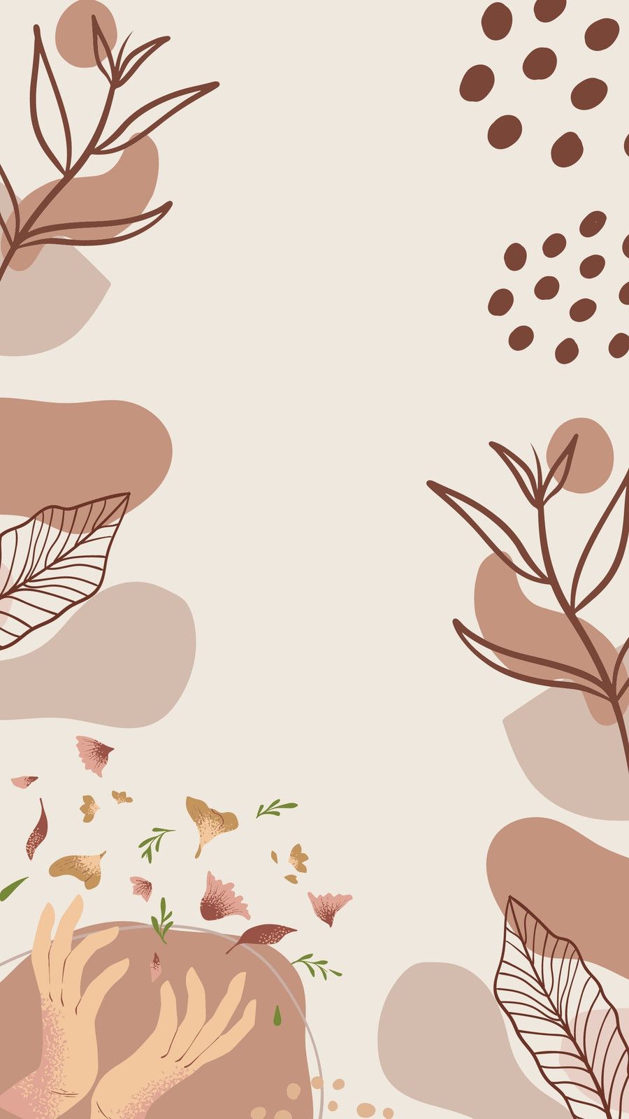 A brown and beige abstract pattern with leaves - TikTok, border, light brown