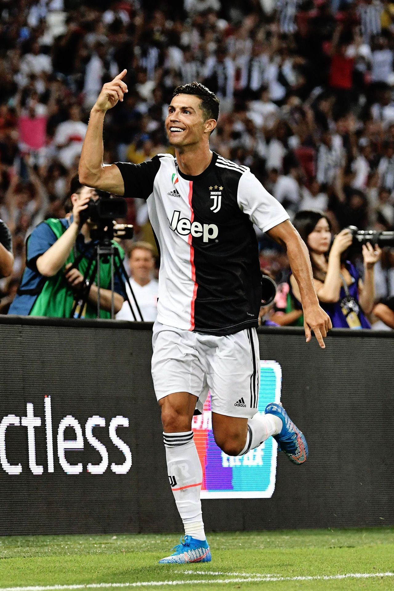 Cristiano Ronaldo celebrates after scoring his first goal for Juventus in their 2-1 win over Atletico Madrid in the International Champions Cup - Cristiano Ronaldo