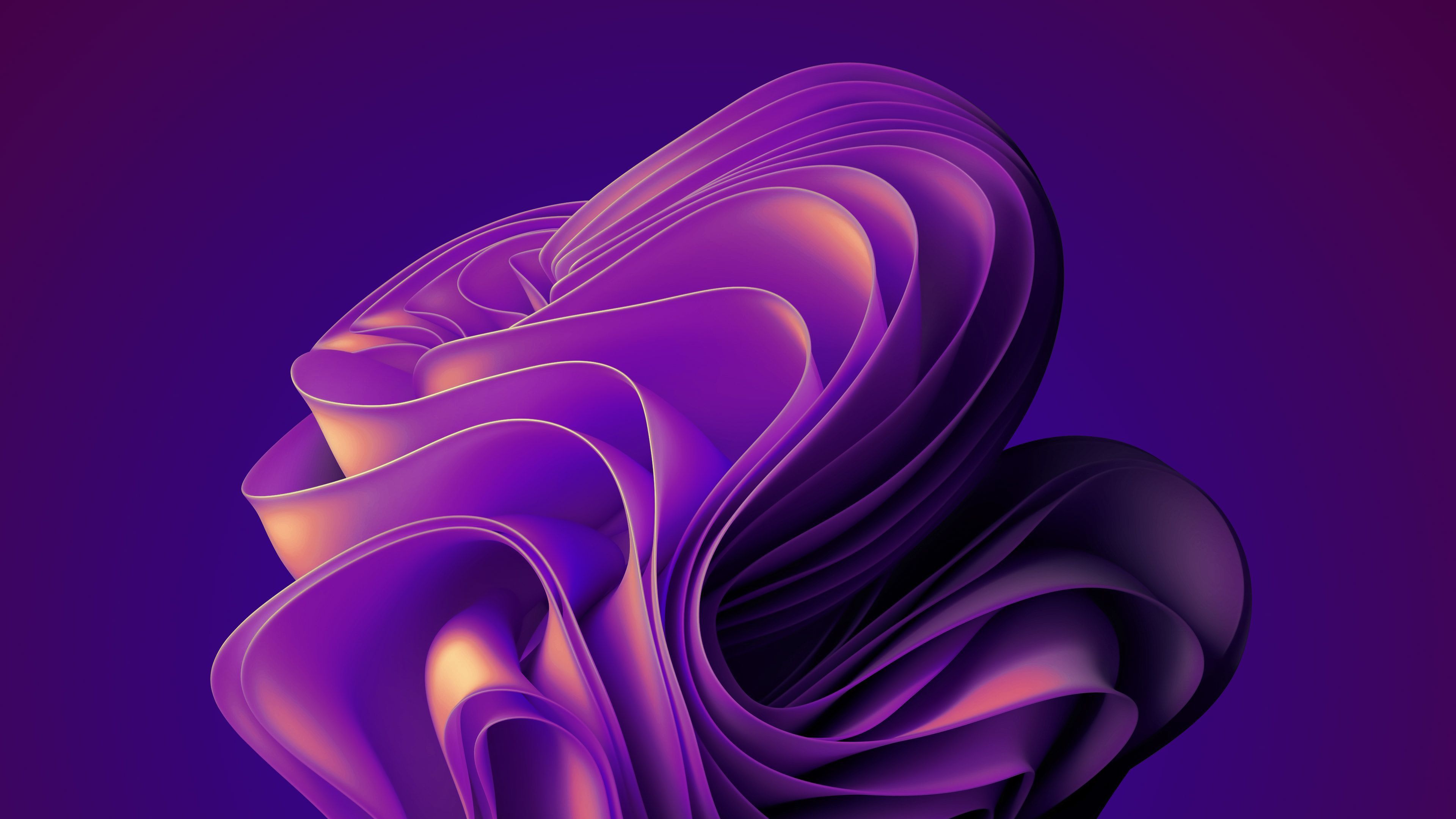 A purple abstract 3D image of a flower with a dark purple background - Windows 11
