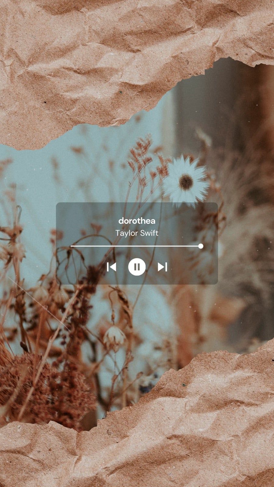 Aesthetic phone background of a flower with a music player. - Taylor Swift