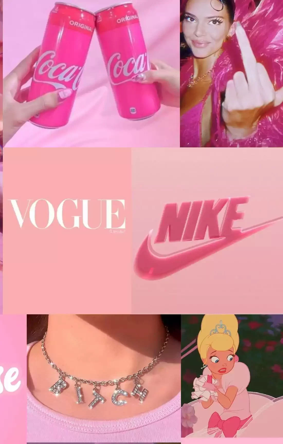Aesthetic wallpaper for phone with baddie girl, pink background, and Nike logo. - Nike, baddie, Vogue