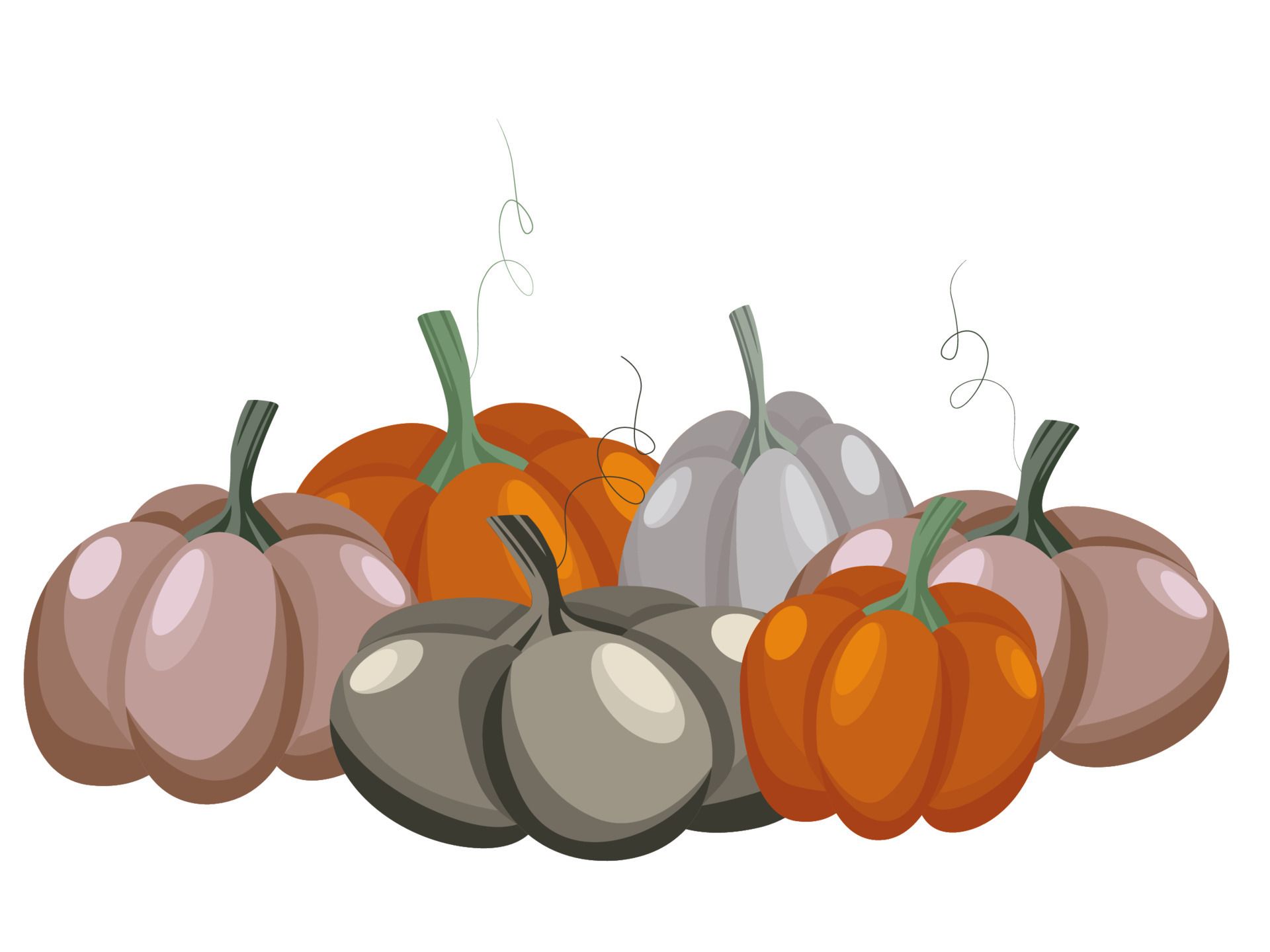 Cute hand drawn pumpkins as Thanksgiving background, textiles, banners, wallpaper, wrapping design. Vector illustration