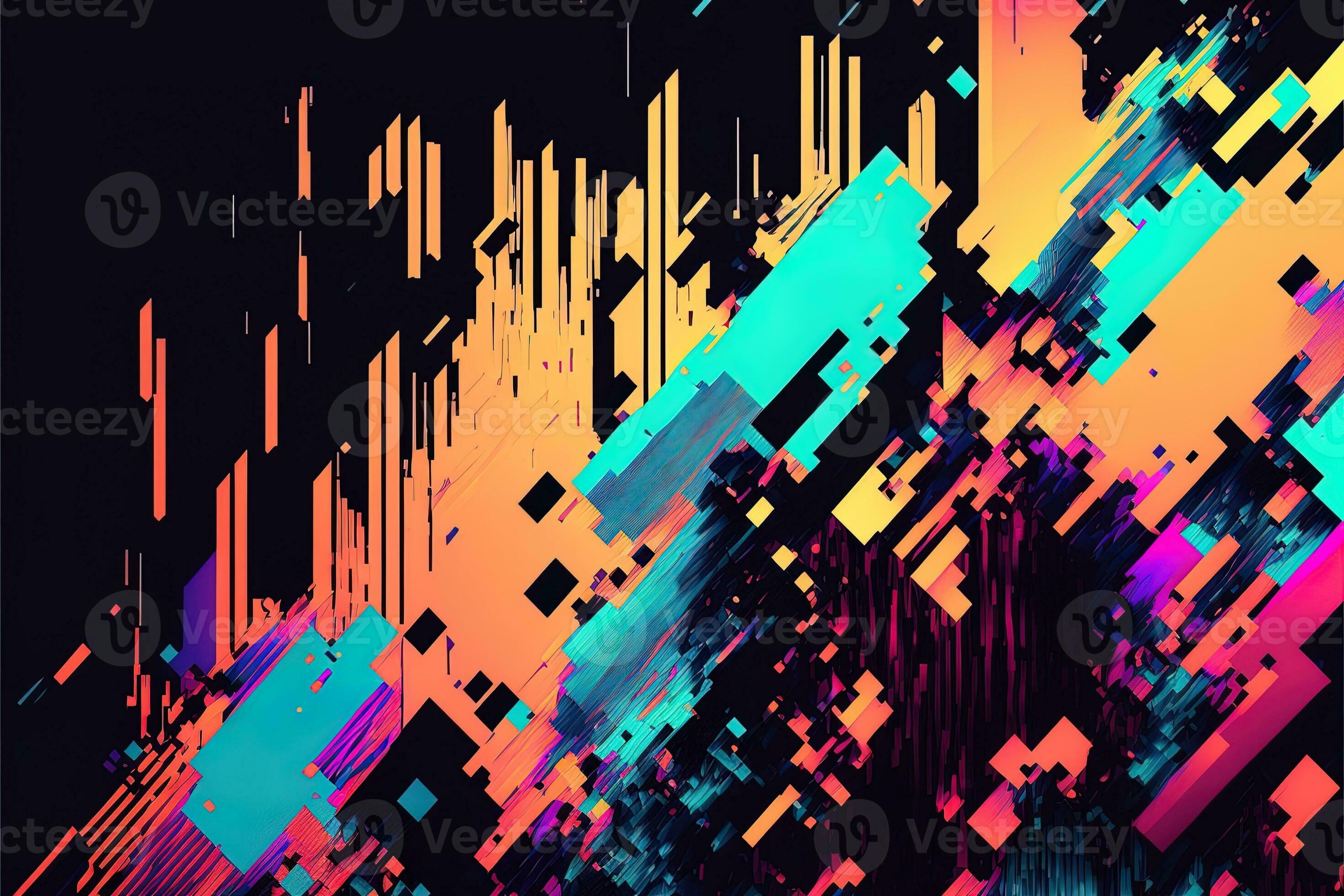 Abstract background with interlaced digital glitch and distortion effect. Futuristic cyberpunk design. Retro futurism, web punk, rave 80s 90s cyberpunk aesthetic techno neon colors