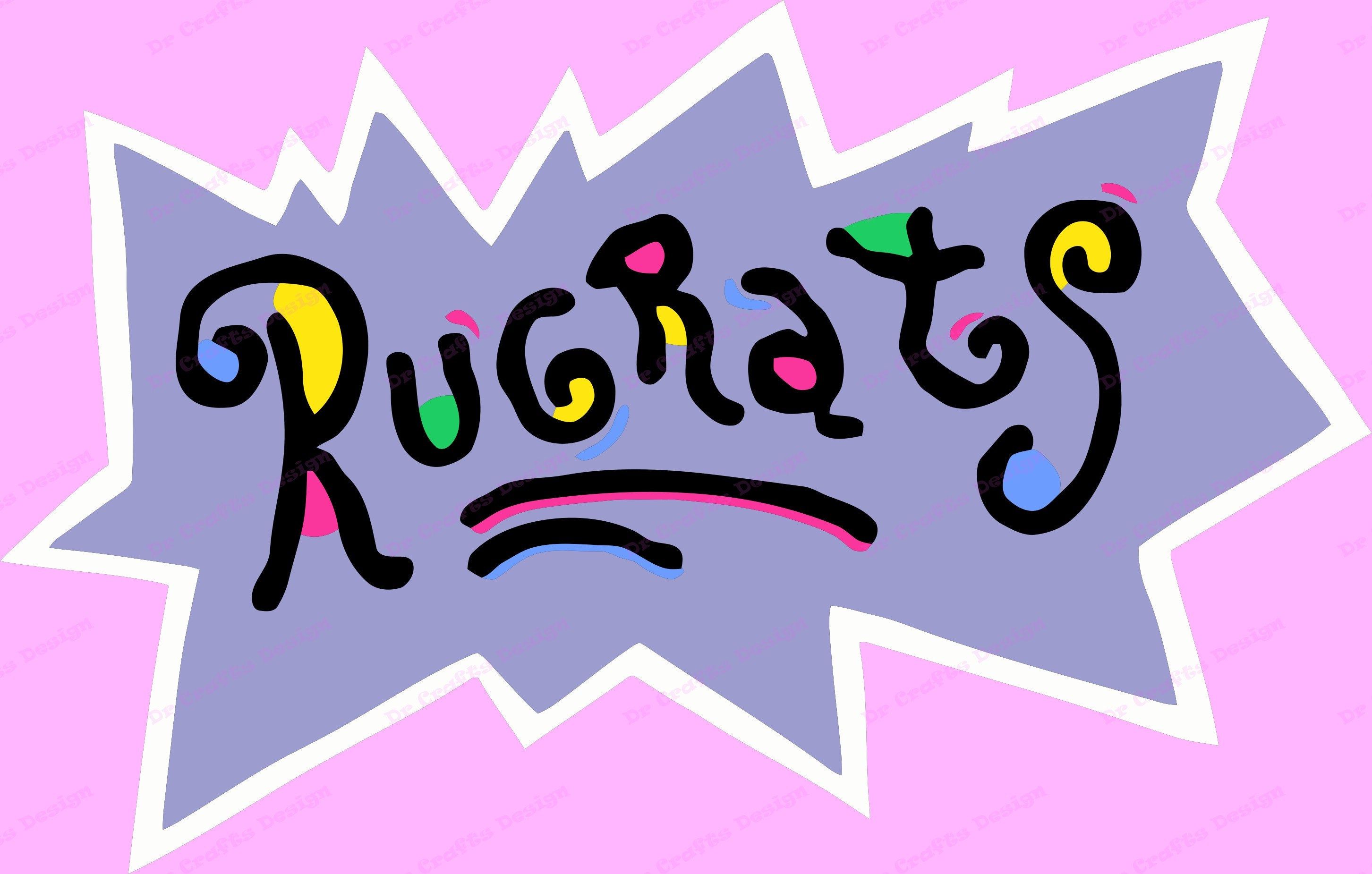 A colorful comic book style word that says rugs - Rugrats