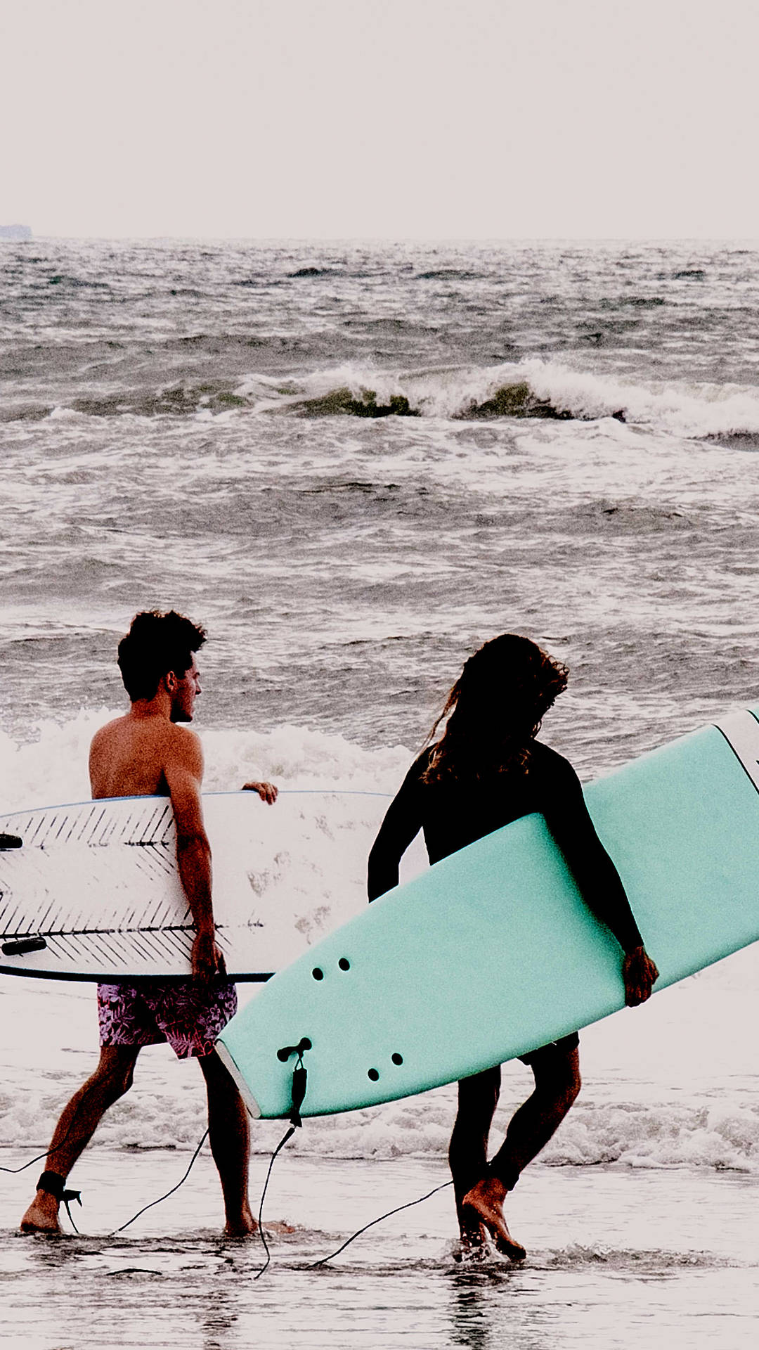 Download Two Friends Going Surfing Wallpaper
