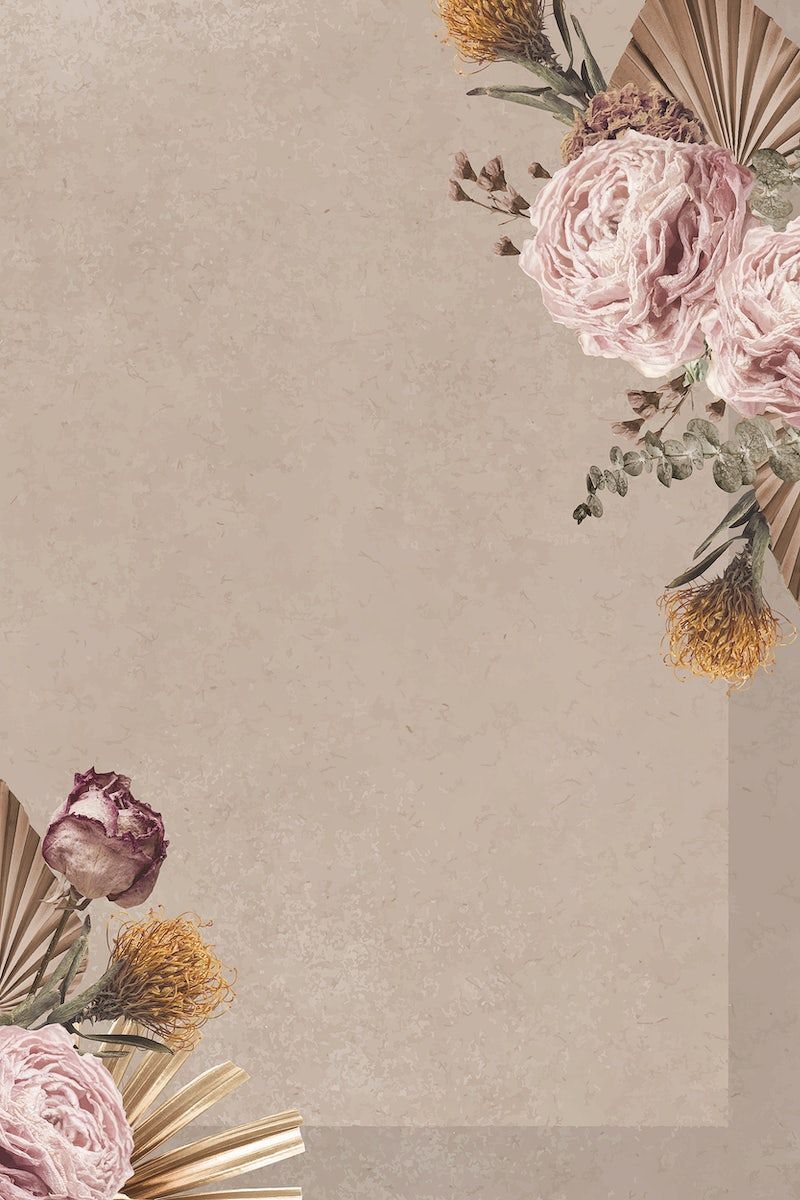 Aesthetic phone wallpaper, beige floral