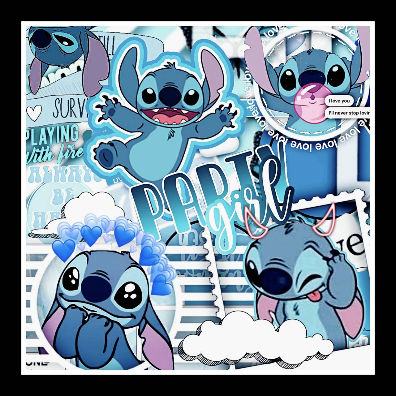 A collection of stitch stickers and other items - Stitch