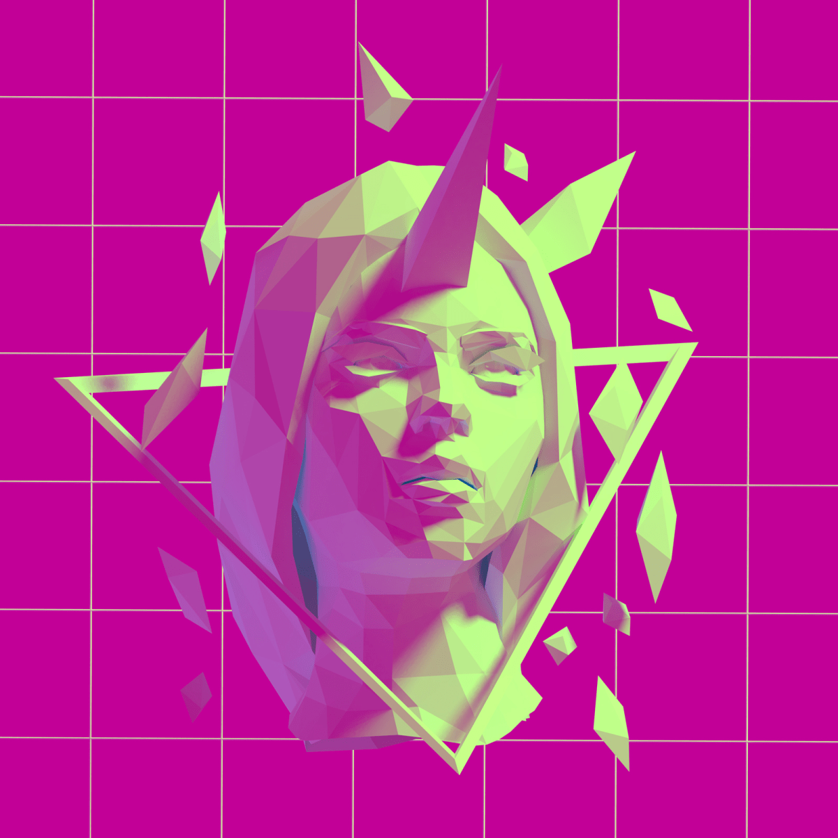 low poly girl neon