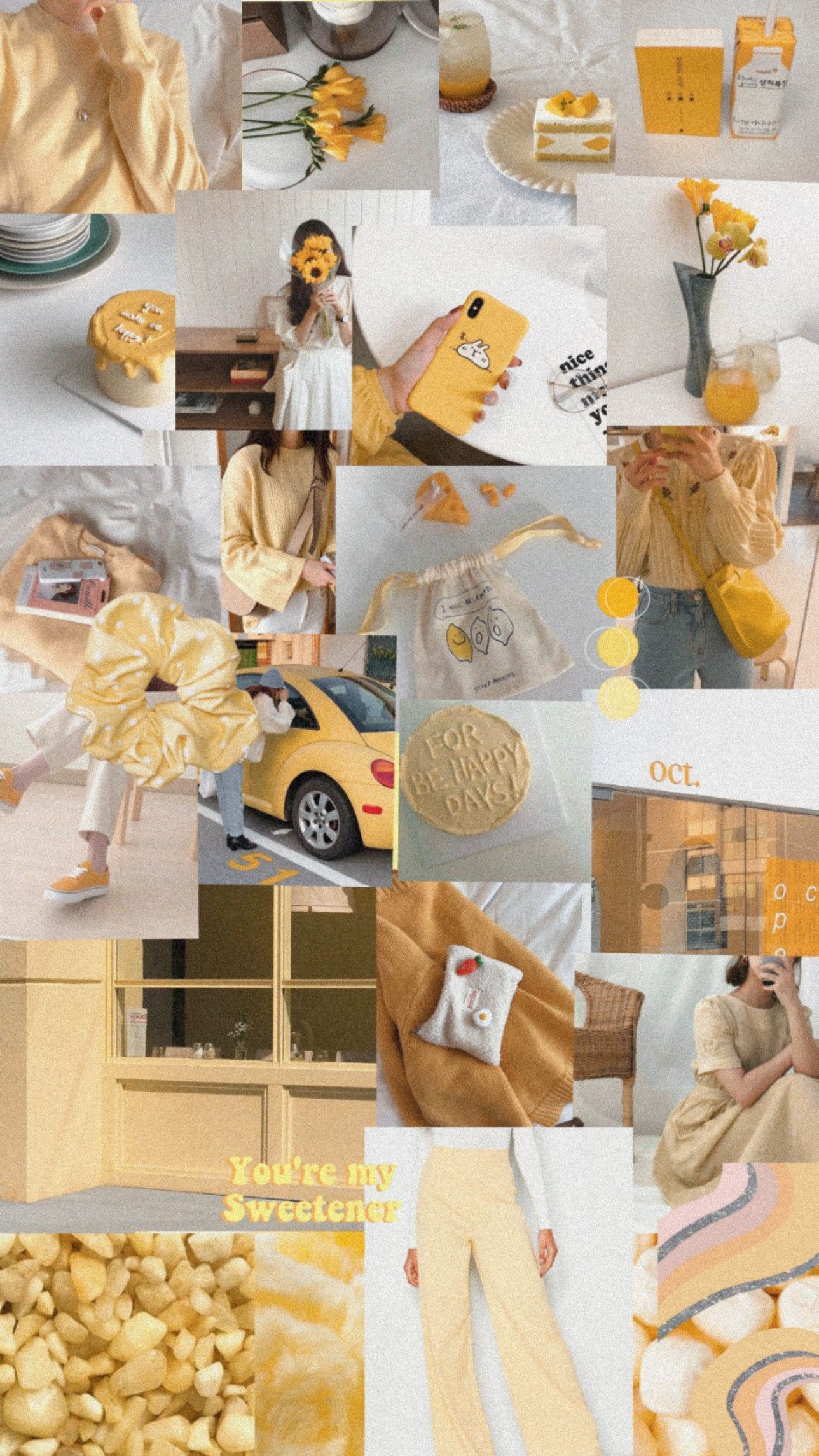 A collage of pictures that are yellow - Light yellow