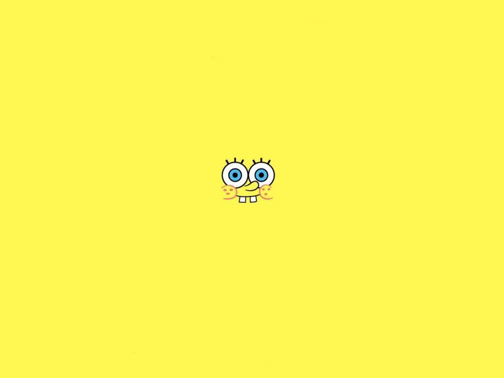 A yellow background with a picture of SpongeBob SquarePants smiling in the middle - Light yellow