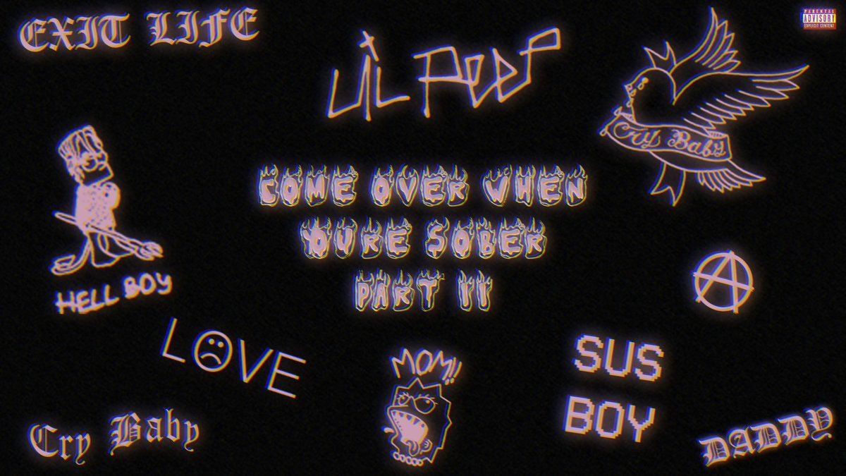 Aesthetic Lil Peep wallpaper with neon text and images - Lil Peep