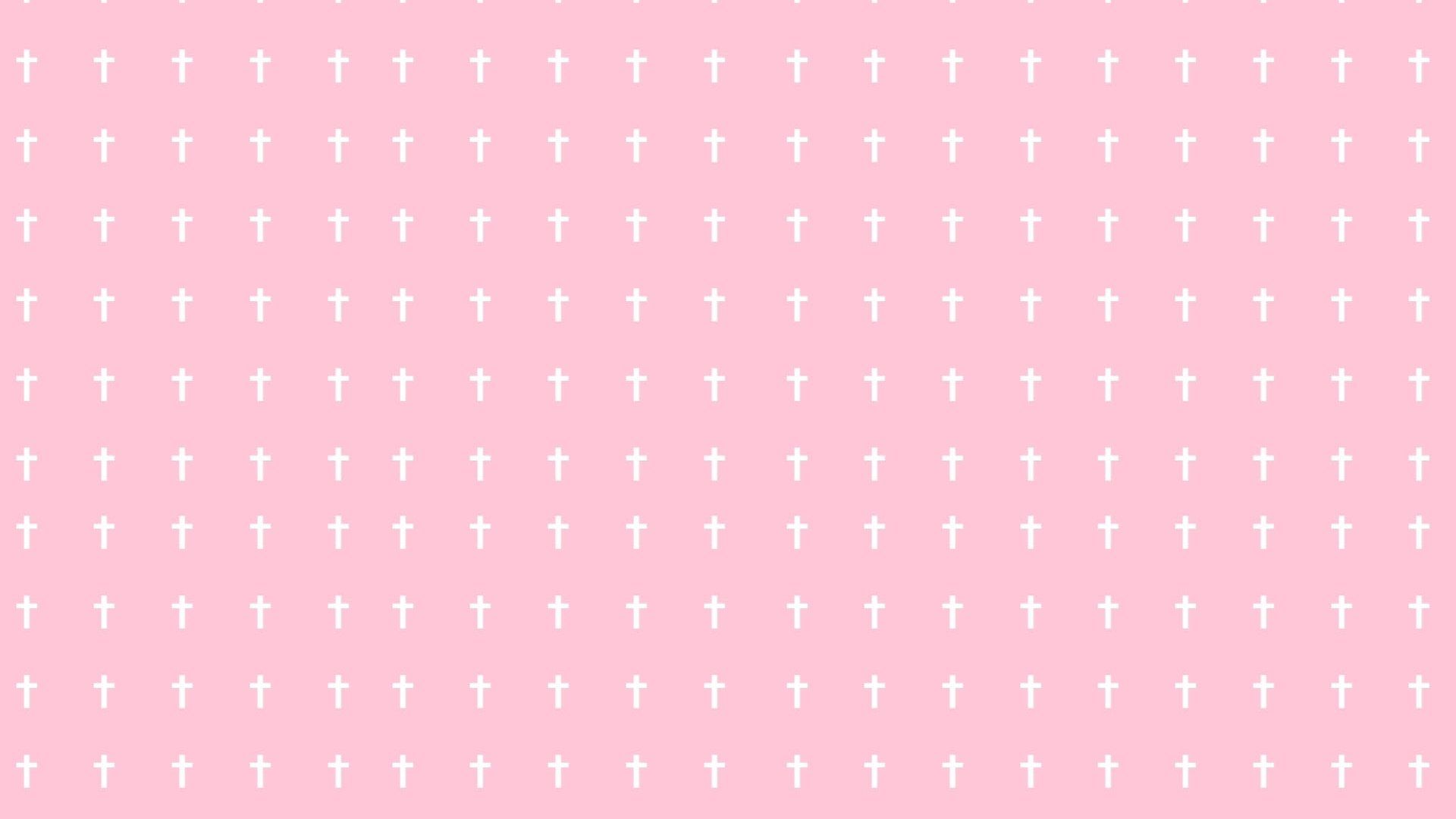 White crosses on a pink background - Kawaii, pastel