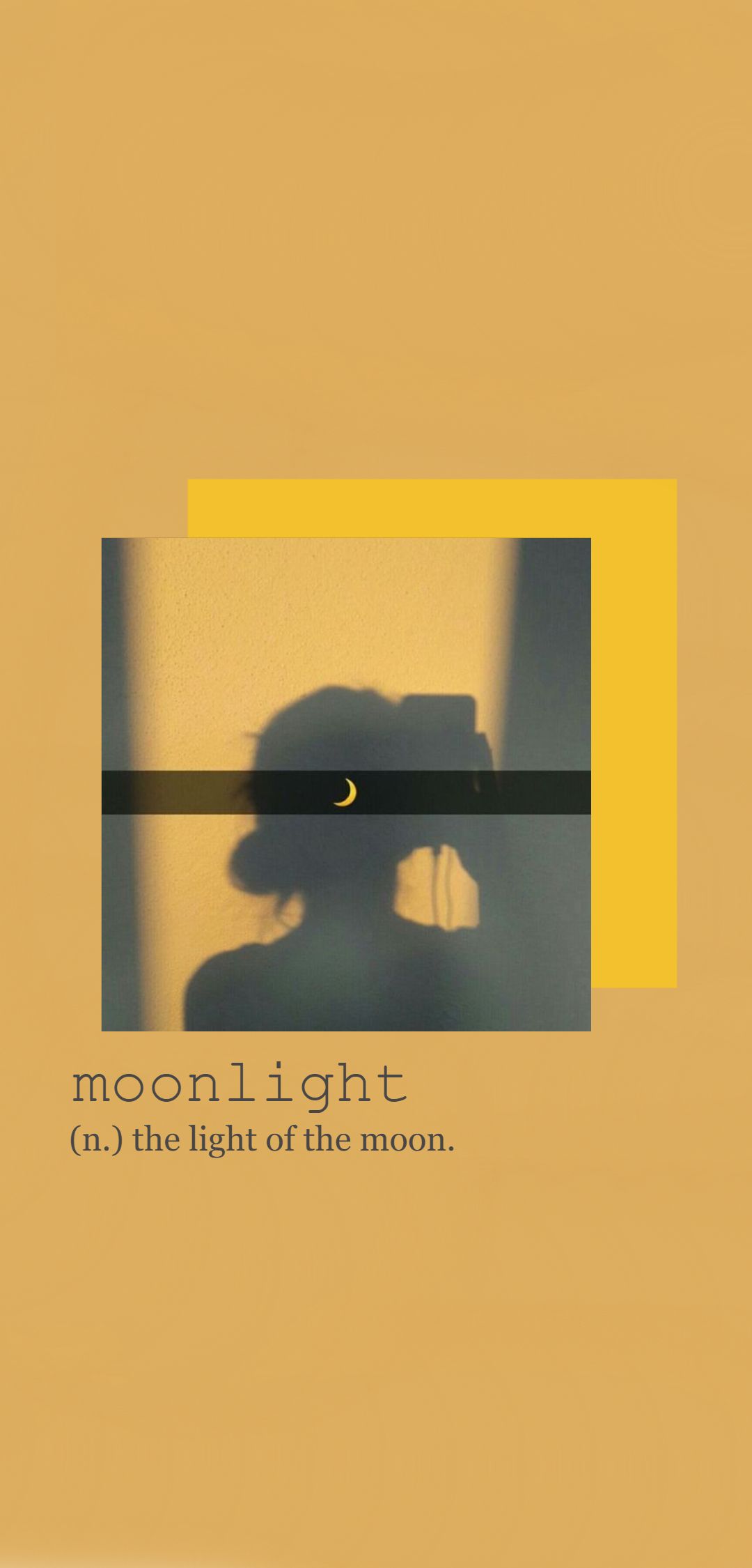 Moonlight definition with a person's shadow on a wall - Light yellow