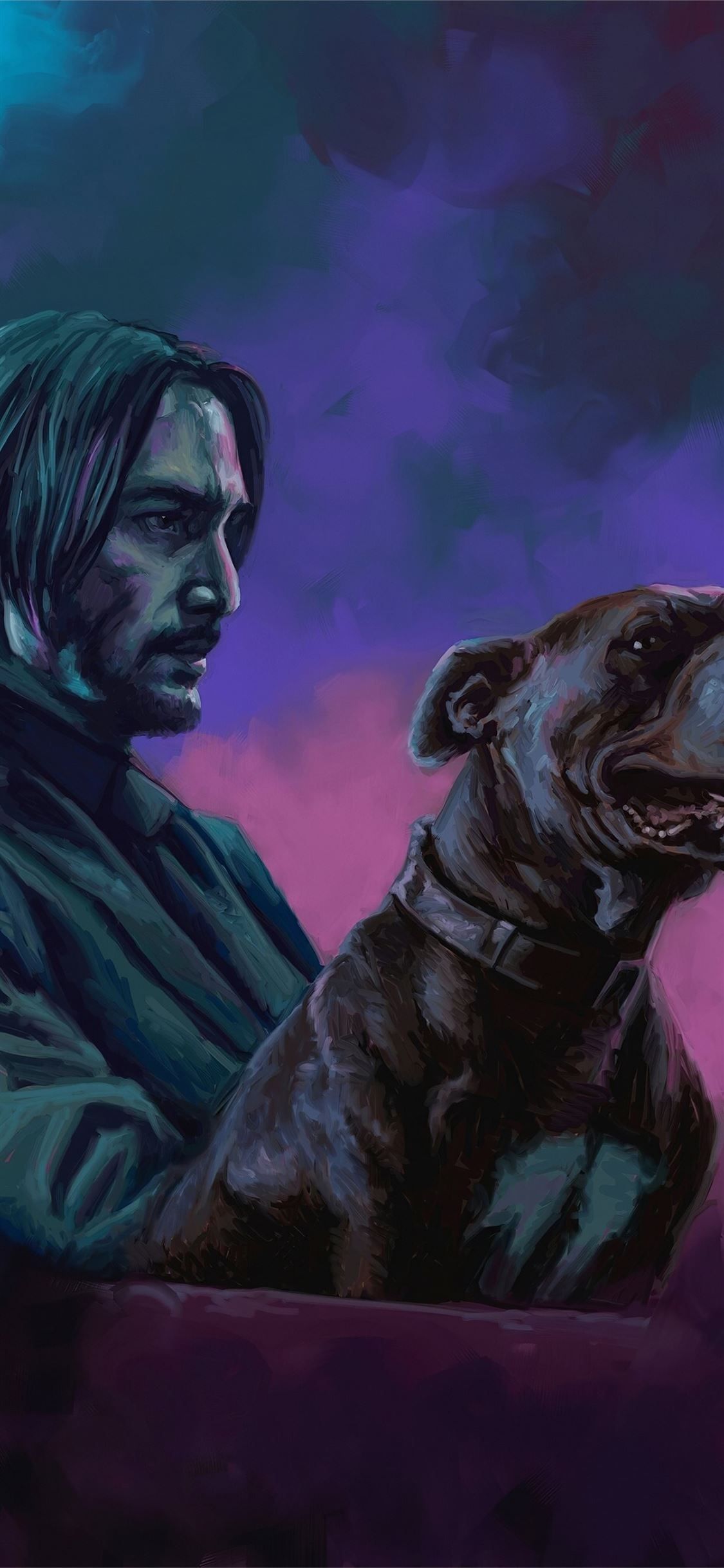 john wick with dog art iPhone X Wallpaper Free Download