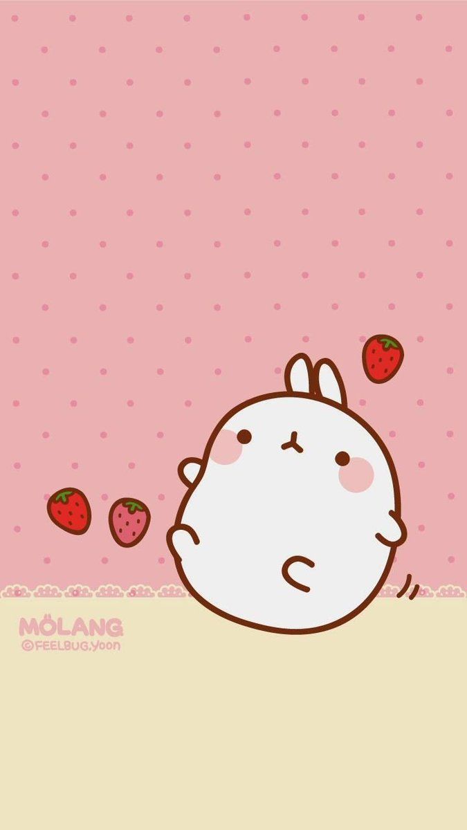 Molang and strawberry - Kawaii