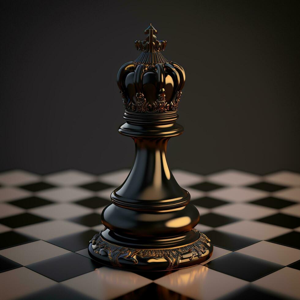 A black bishop chess piece with a crown on its head - Chess