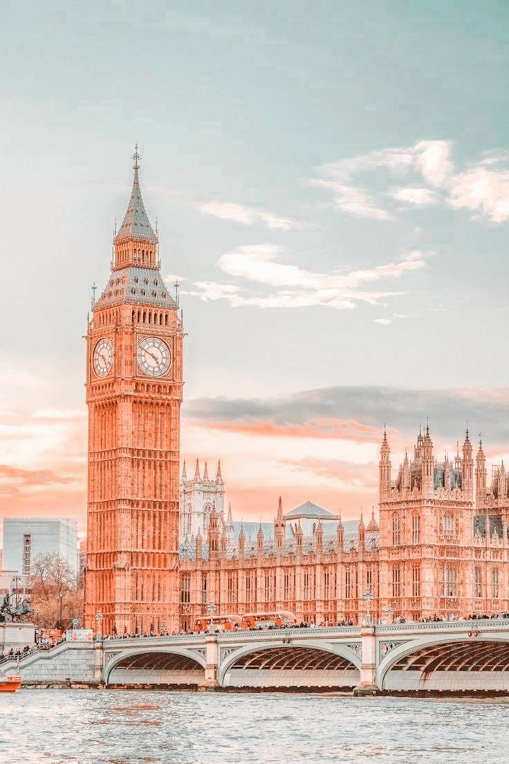 The iconic Big Ben clock tower in London at sunset - London