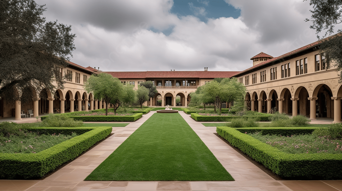 Courtyard With Green Grass And Two Arches Background, Picture Of Stanford University Background Image And Wallpaper for Free Download