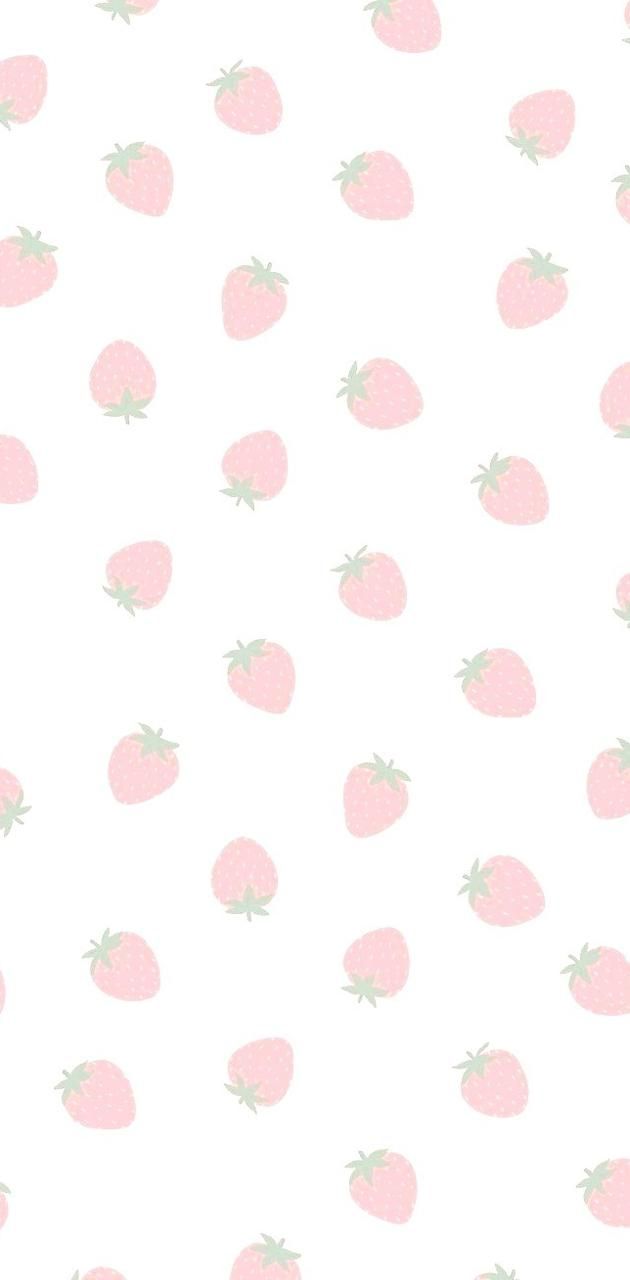 A pattern of strawberries on white background - Kawaii